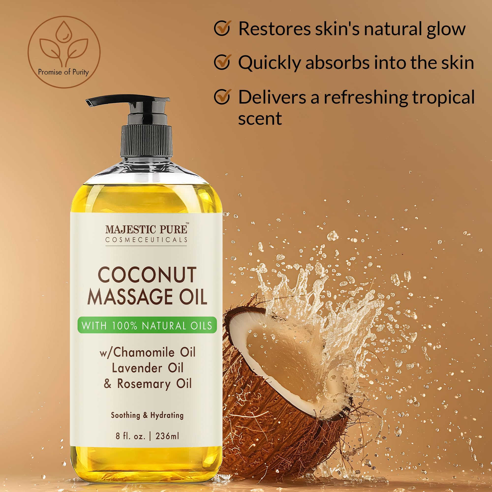Foto 4 | Aceite De Masaje Majestic Pure Coconut Refreshing 240 Ml - Venta Internacional.