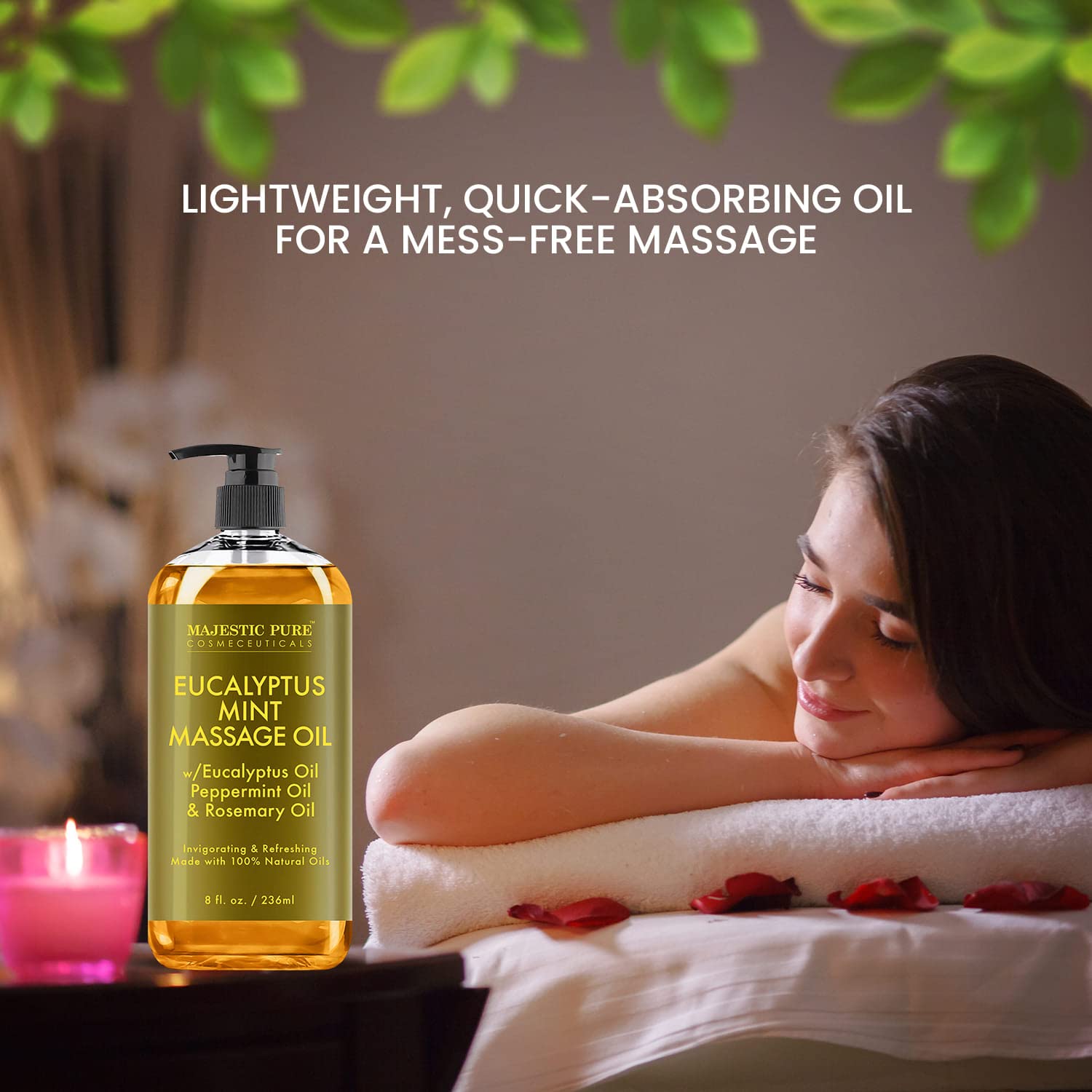 Foto 4 | Aceite De Masaje Majestic Pure Eucalyptus Mint 240 Ml Para Toda La Piel - Venta Internacional.