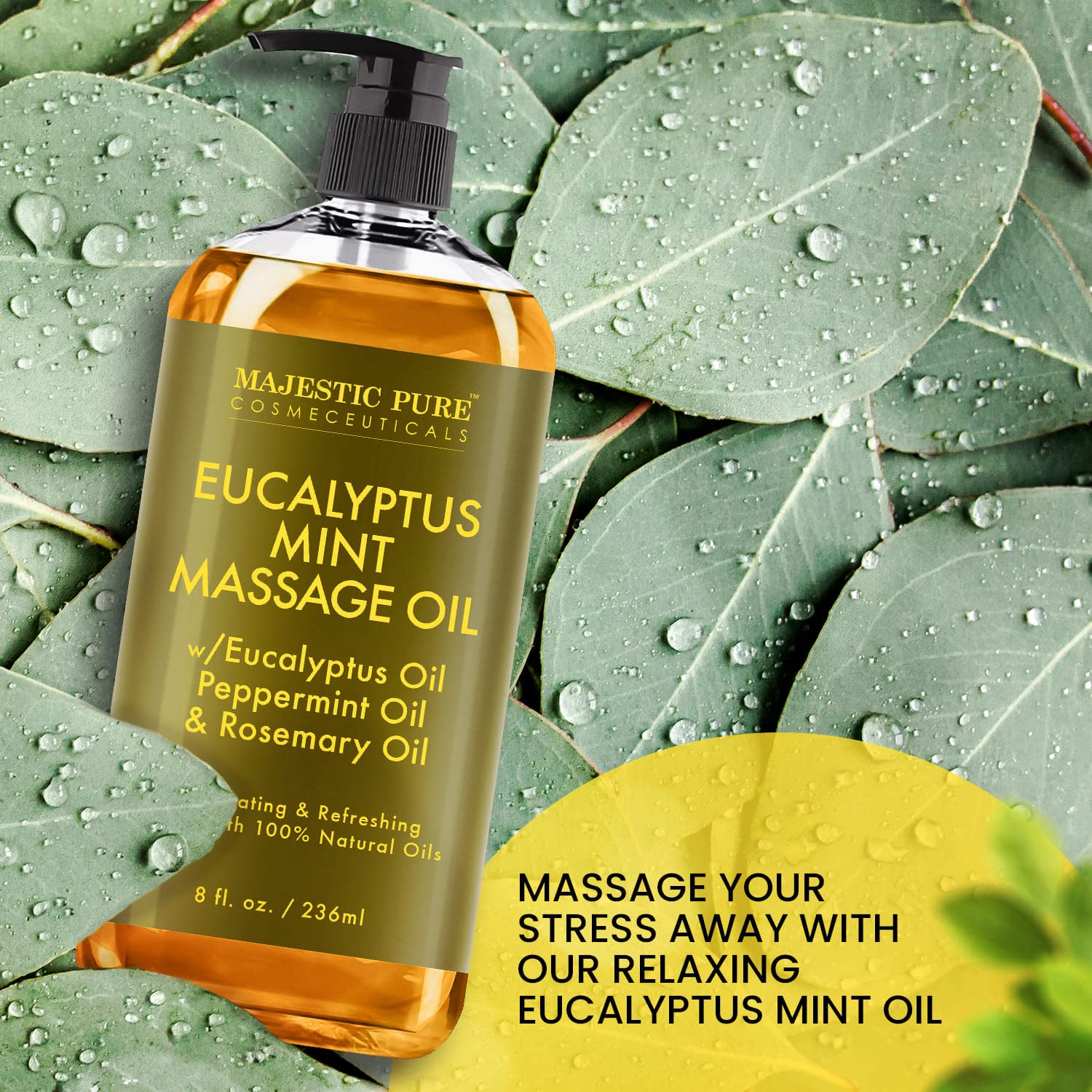 Foto 7 | Aceite De Masaje Majestic Pure Eucalyptus Mint 240 Ml Para Toda La Piel - Venta Internacional.
