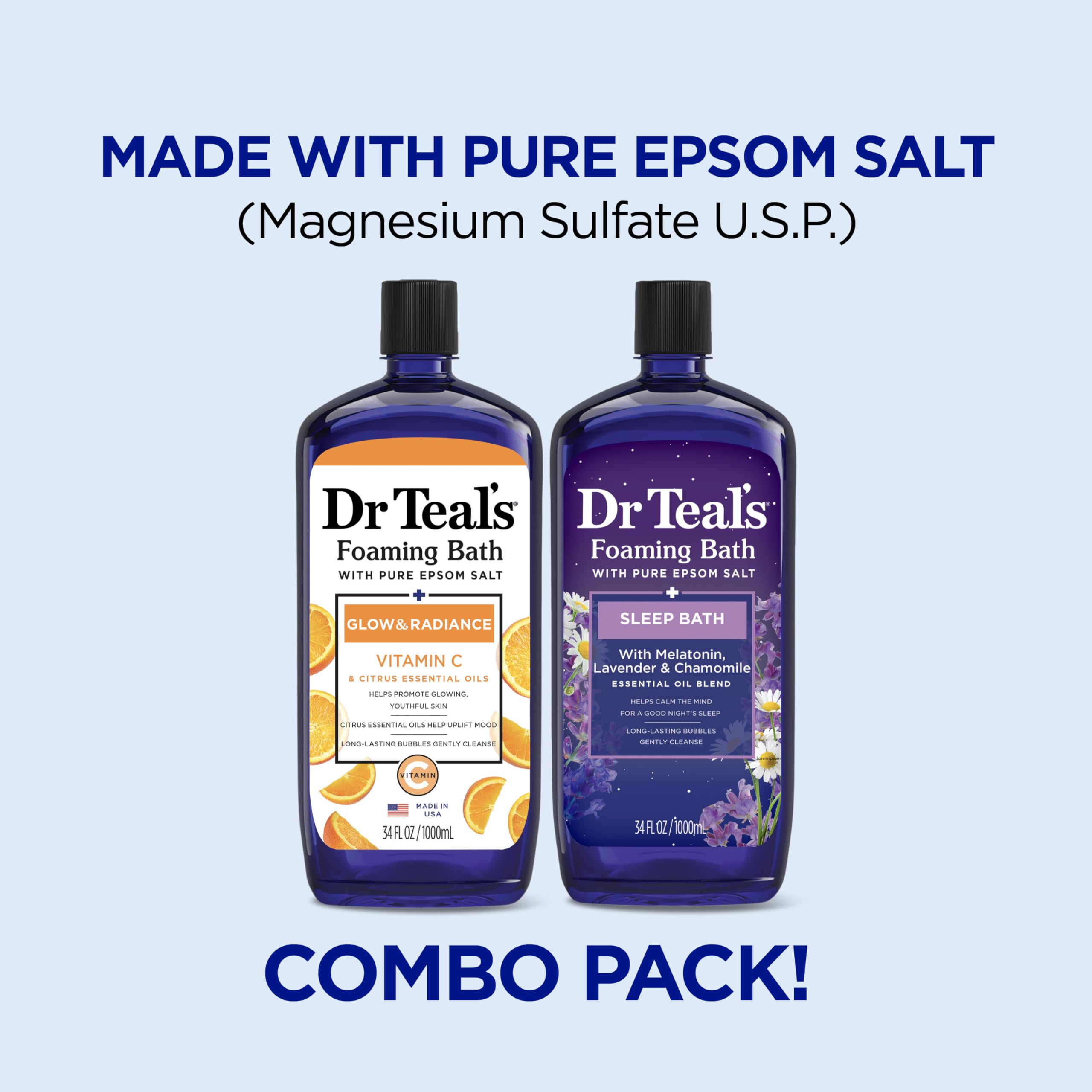 Foto 3 pulgar | Baño Espumoso Dr. Teal's Con Sal Pura De Epsom Y Vitamina C 1lx2 - Venta Internacional.