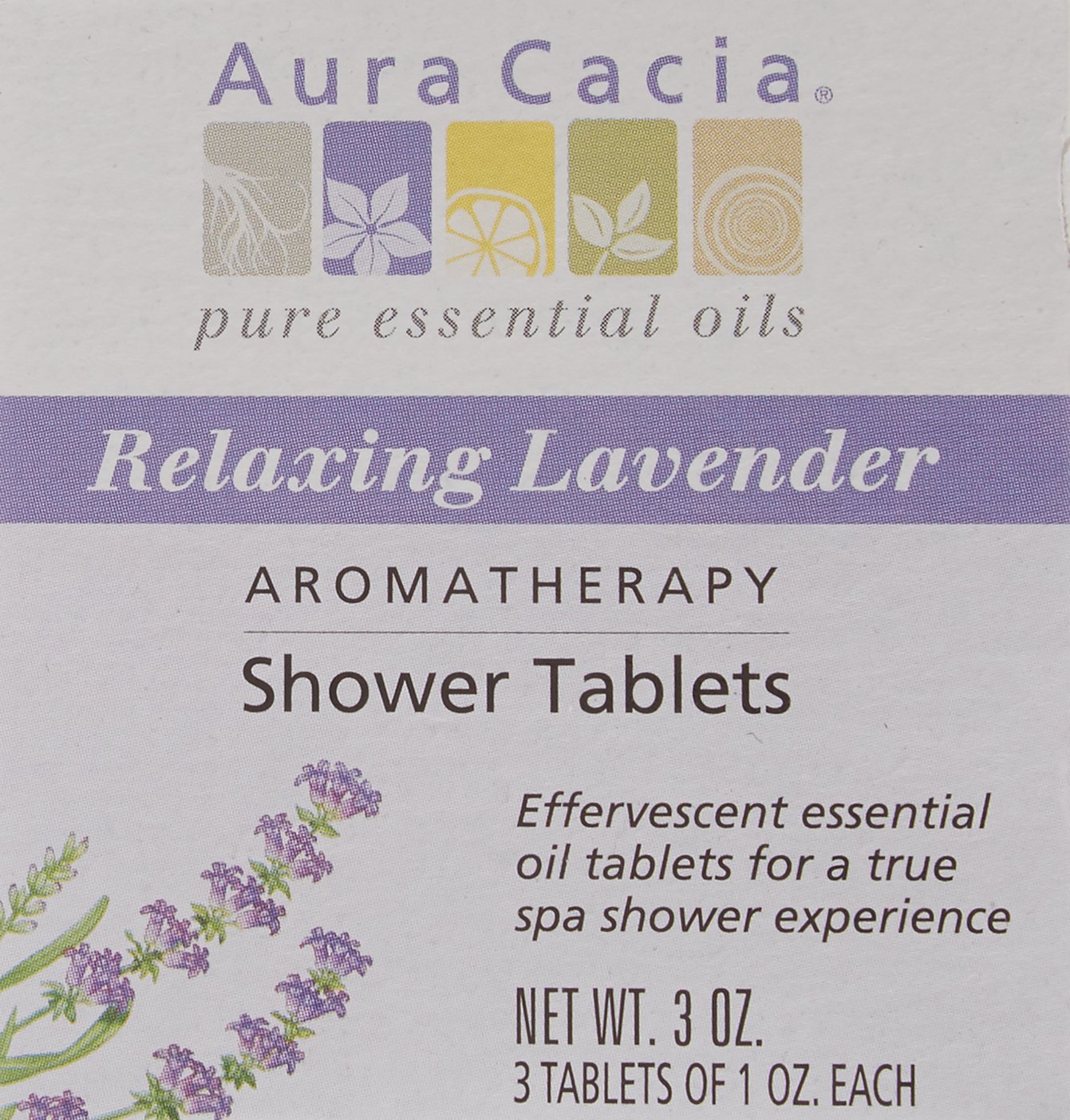 Foto 3 pulgar | Tabletas De Ducha Aura Cacia Relaxing Lavender 3 Unidades - Venta Internacional.
