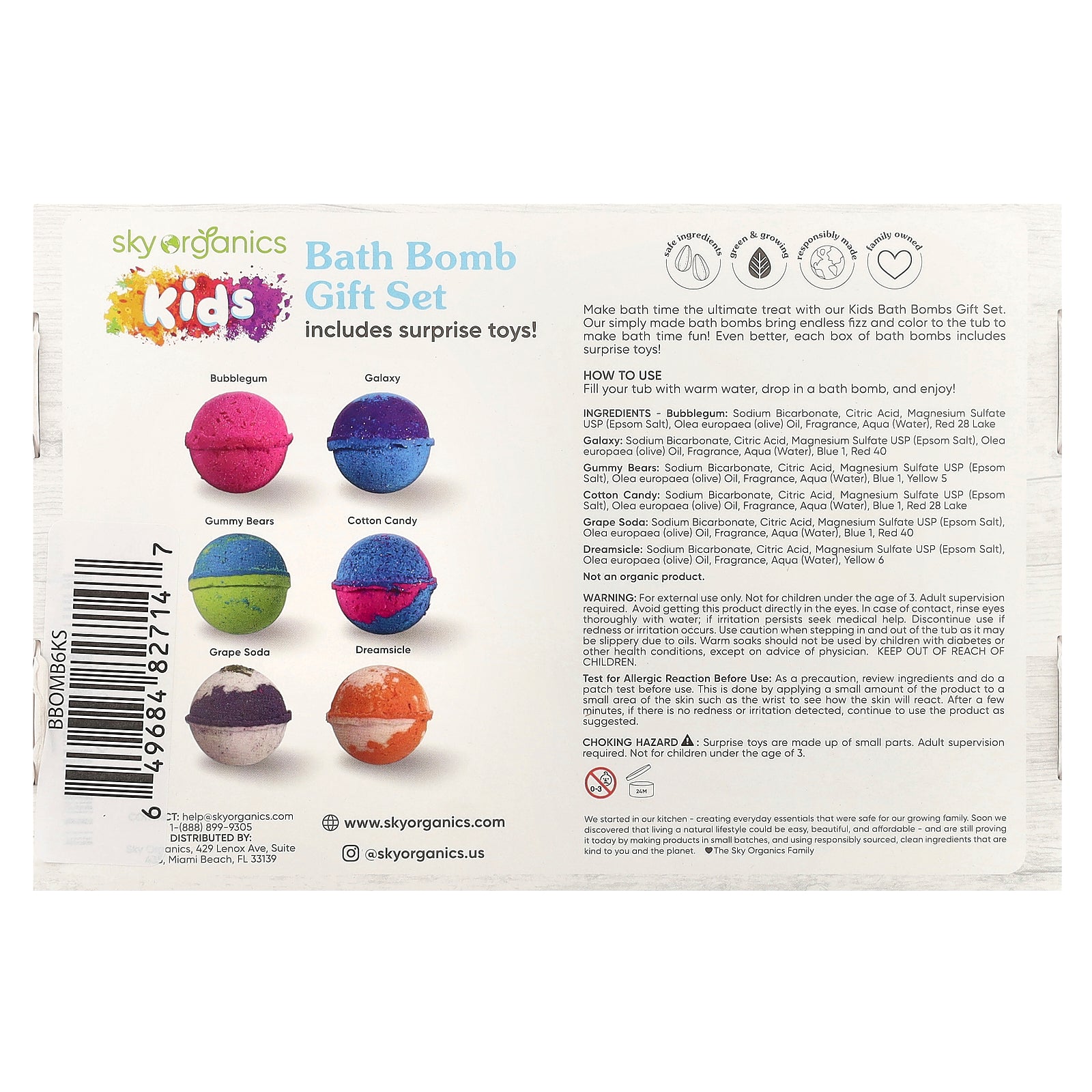 Foto 3 pulgar | Set De Regalo Bath Bomb Sky Organics Kids Con 6 Gaseosas De Baño - Venta Internacional.