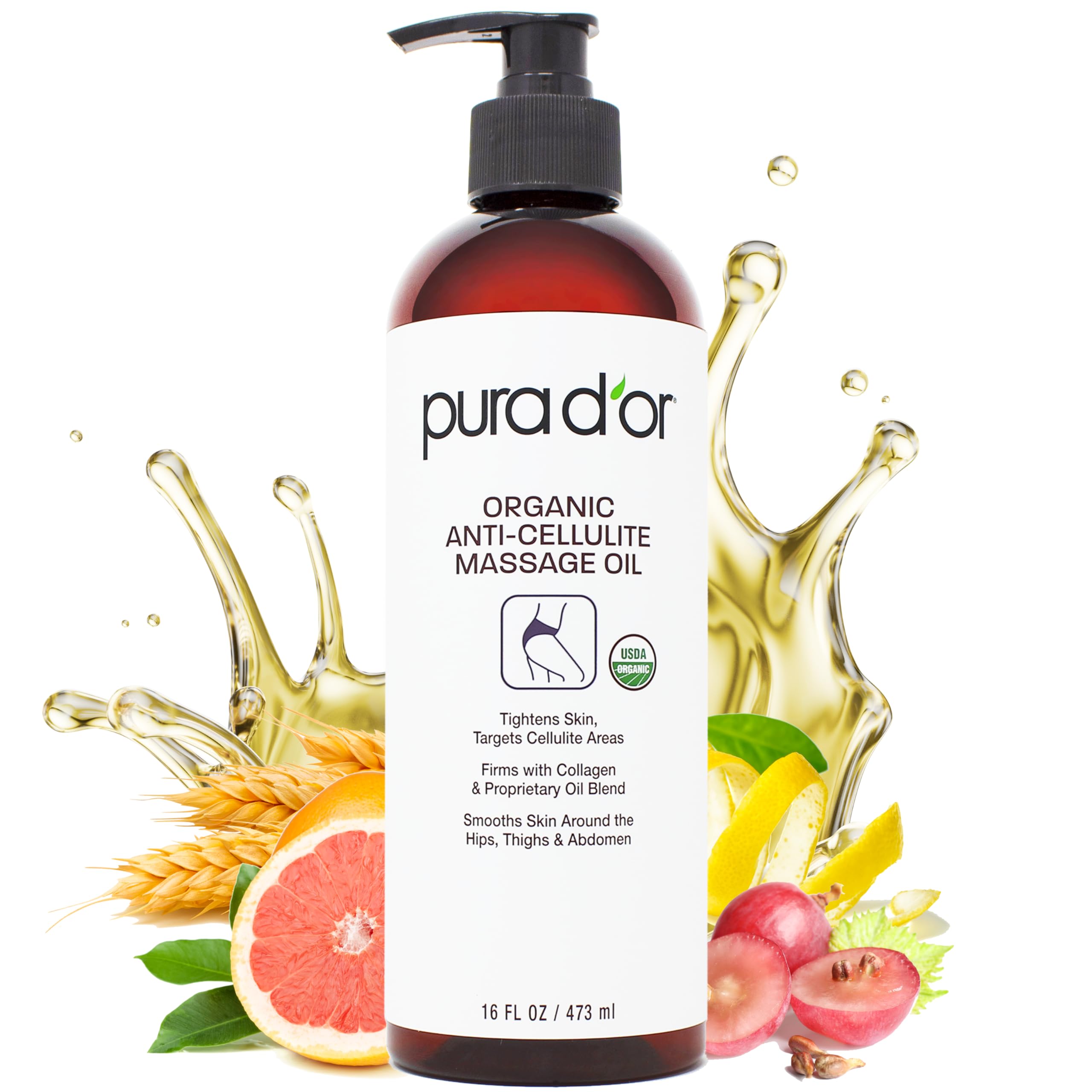 Foto 1 | Aceite De Masaje Pura D'or Organic Anticelulítico 480ml Con Cáscara De Limón - Venta Internacional.