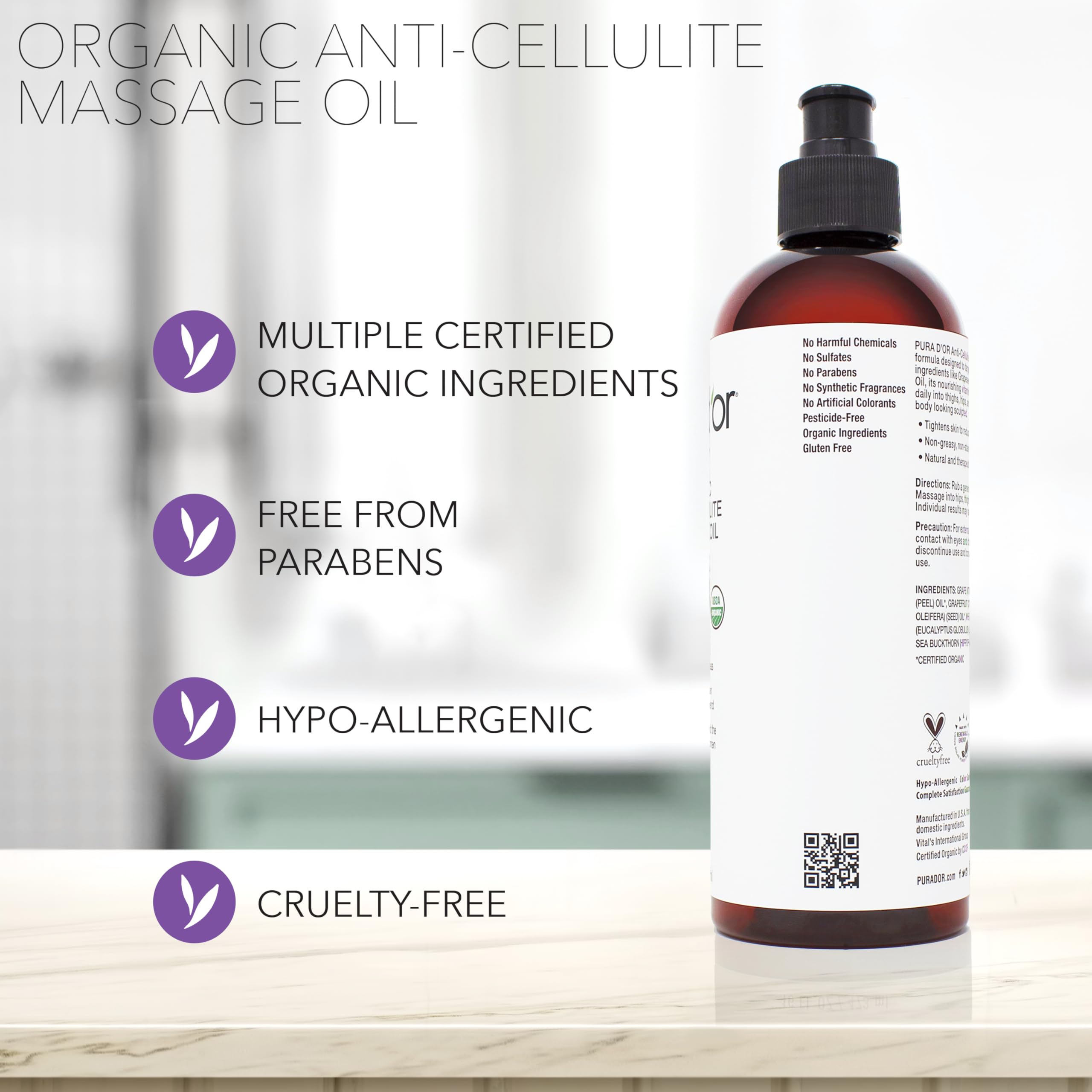 Foto 7 pulgar | Aceite De Masaje Pura D'or Organic Anticelulítico 480ml Con Cáscara De Limón - Venta Internacional.