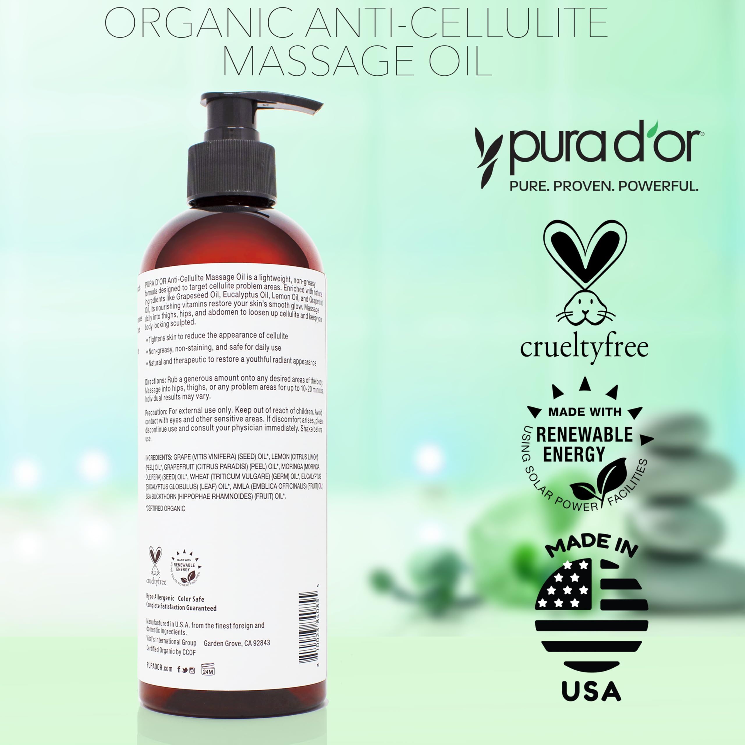 Foto 8 pulgar | Aceite De Masaje Pura D'or Organic Anticelulítico 480ml Con Cáscara De Limón - Venta Internacional.
