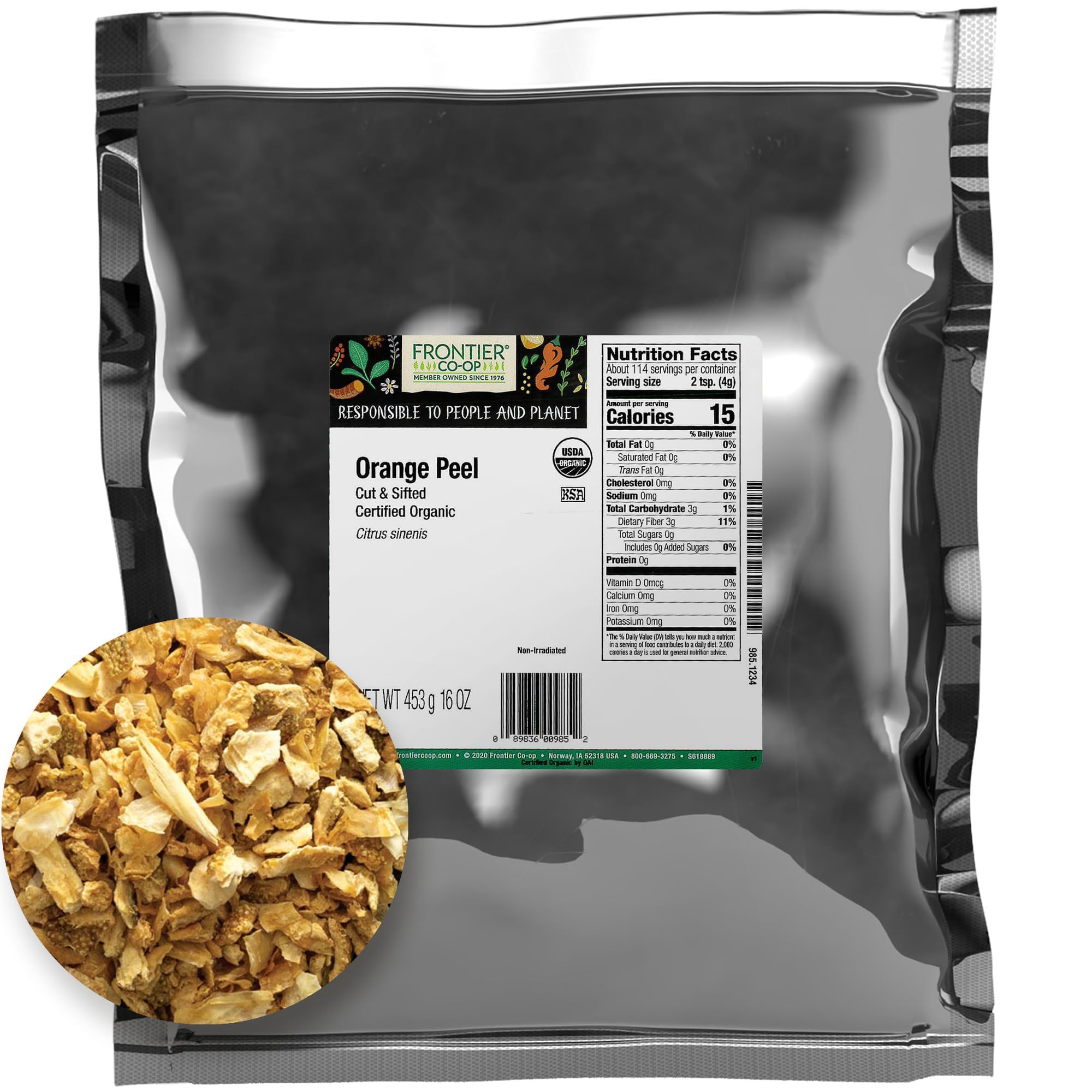 Foto 1 | Cáscara De Naranja Seca Frontier Co-op Organic 454 G - Venta Internacional.