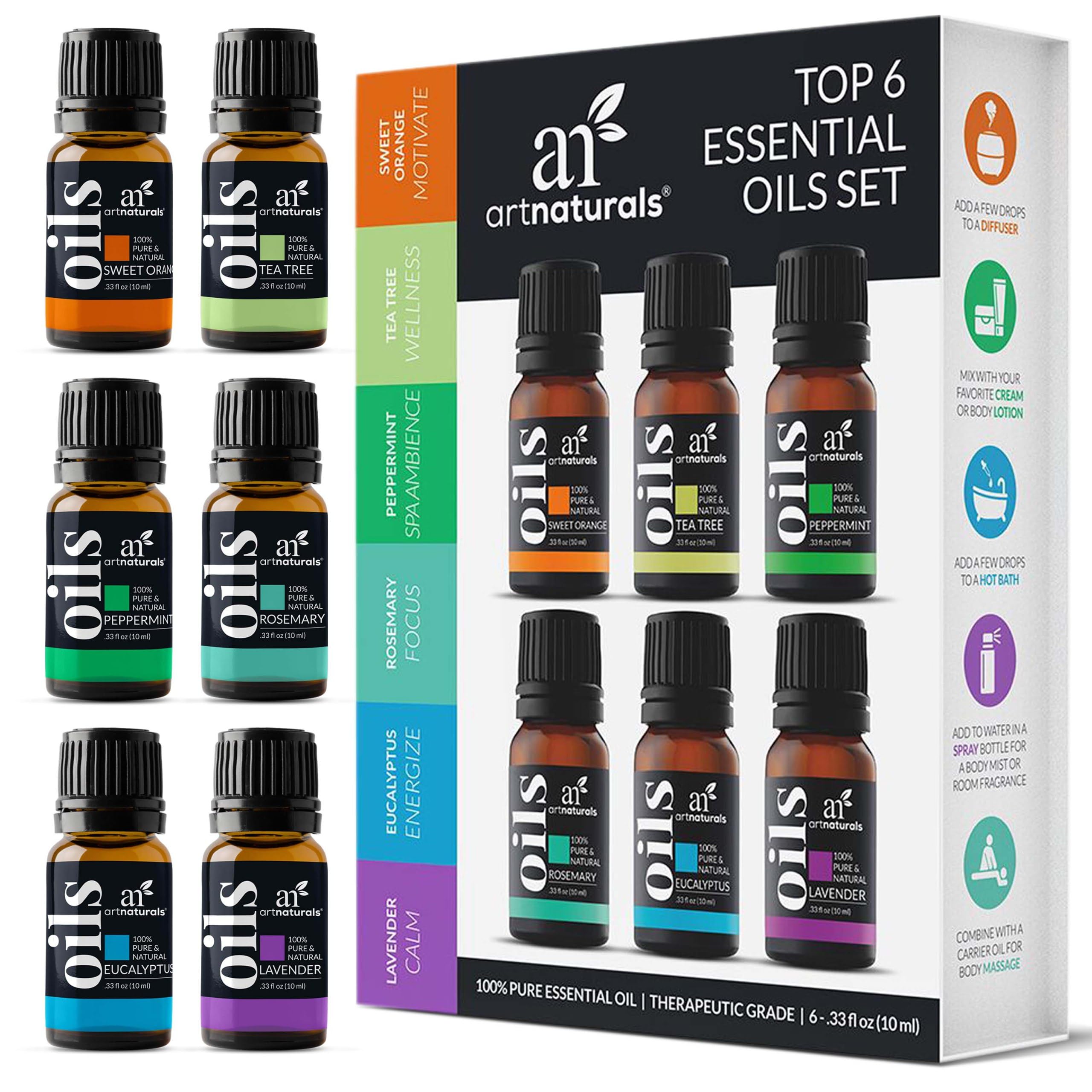 Foto 1 | Set De Aceites Esenciales Artnaturals  6 Botellas De 10 Ml Para Aromaterapia - Venta Internacional.