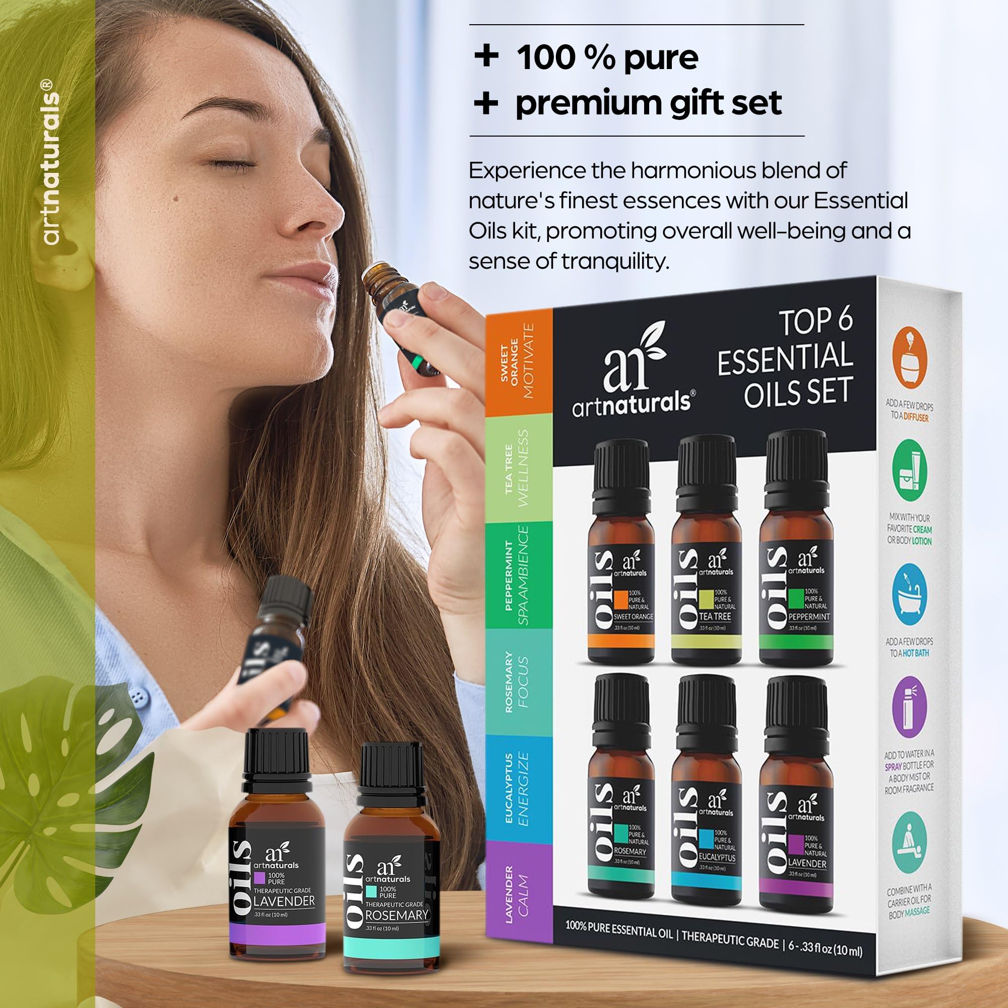 Foto 2 | Set De Aceites Esenciales Artnaturals  6 Botellas De 10 Ml Para Aromaterapia - Venta Internacional.