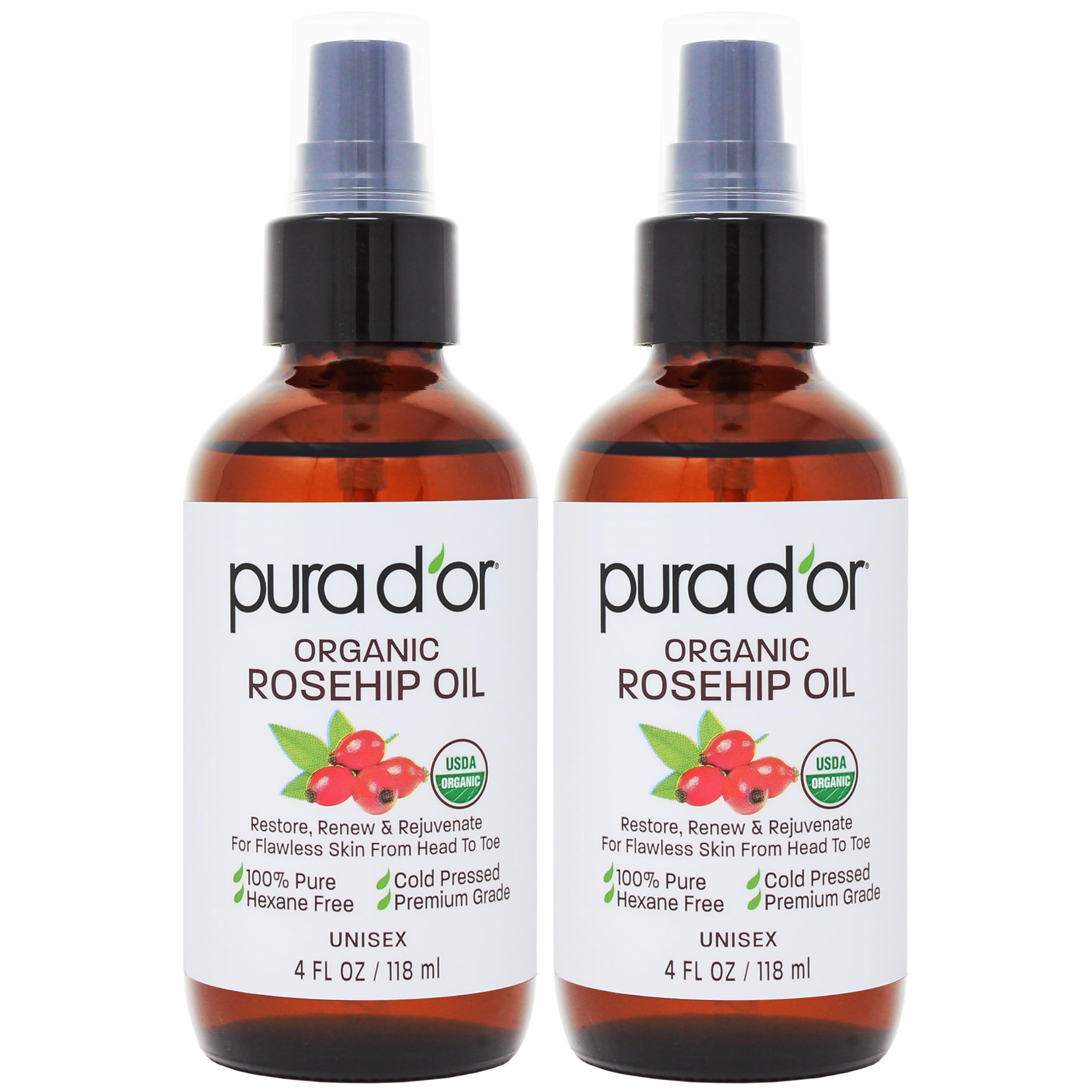 Foto 2 pulgar | Alisador De Cabello Pura D'or Organic Aceite De Semillas De Rosa Mosqueta 240 Ml X2 - Venta Internacional.
