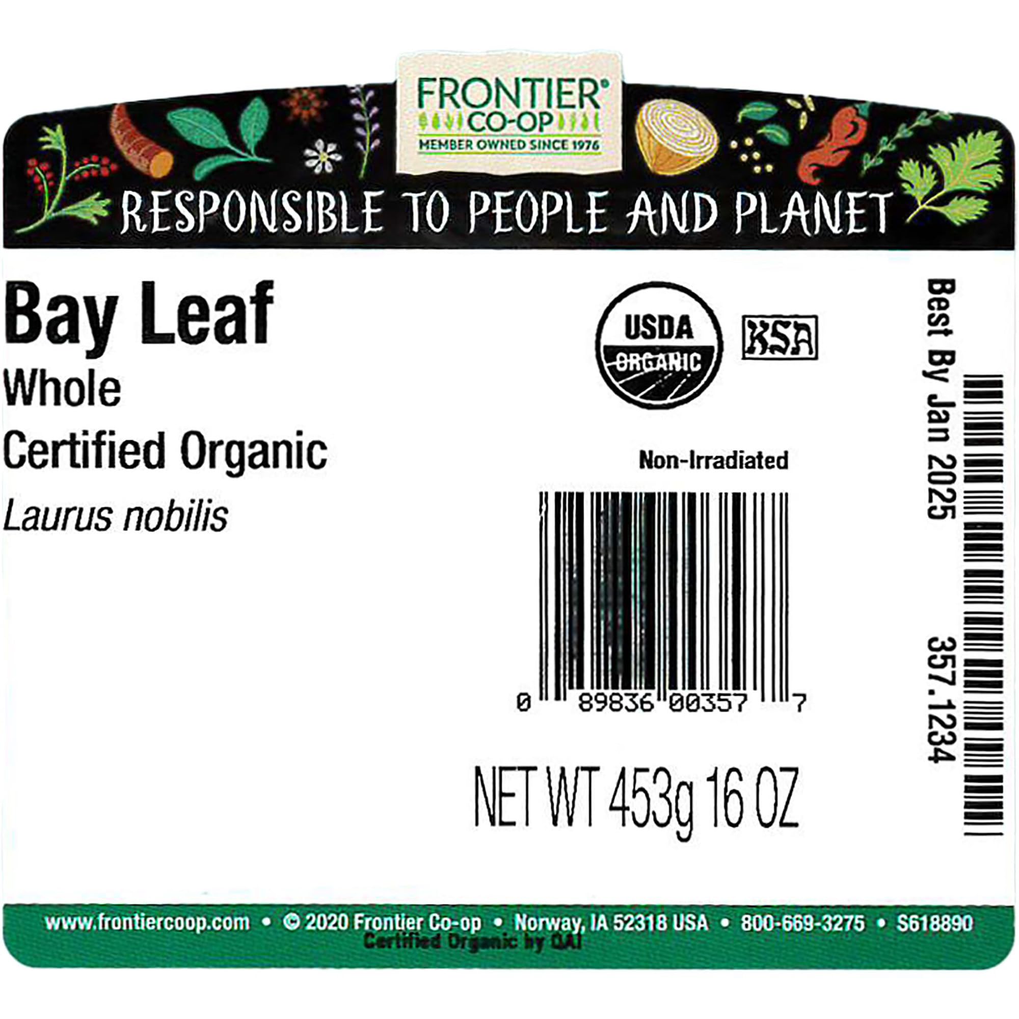 Foto 2 | Bolsa A Granel Bay Leaf Frontier Co-op  Orgánica Integral  454 G - Venta Internacional.