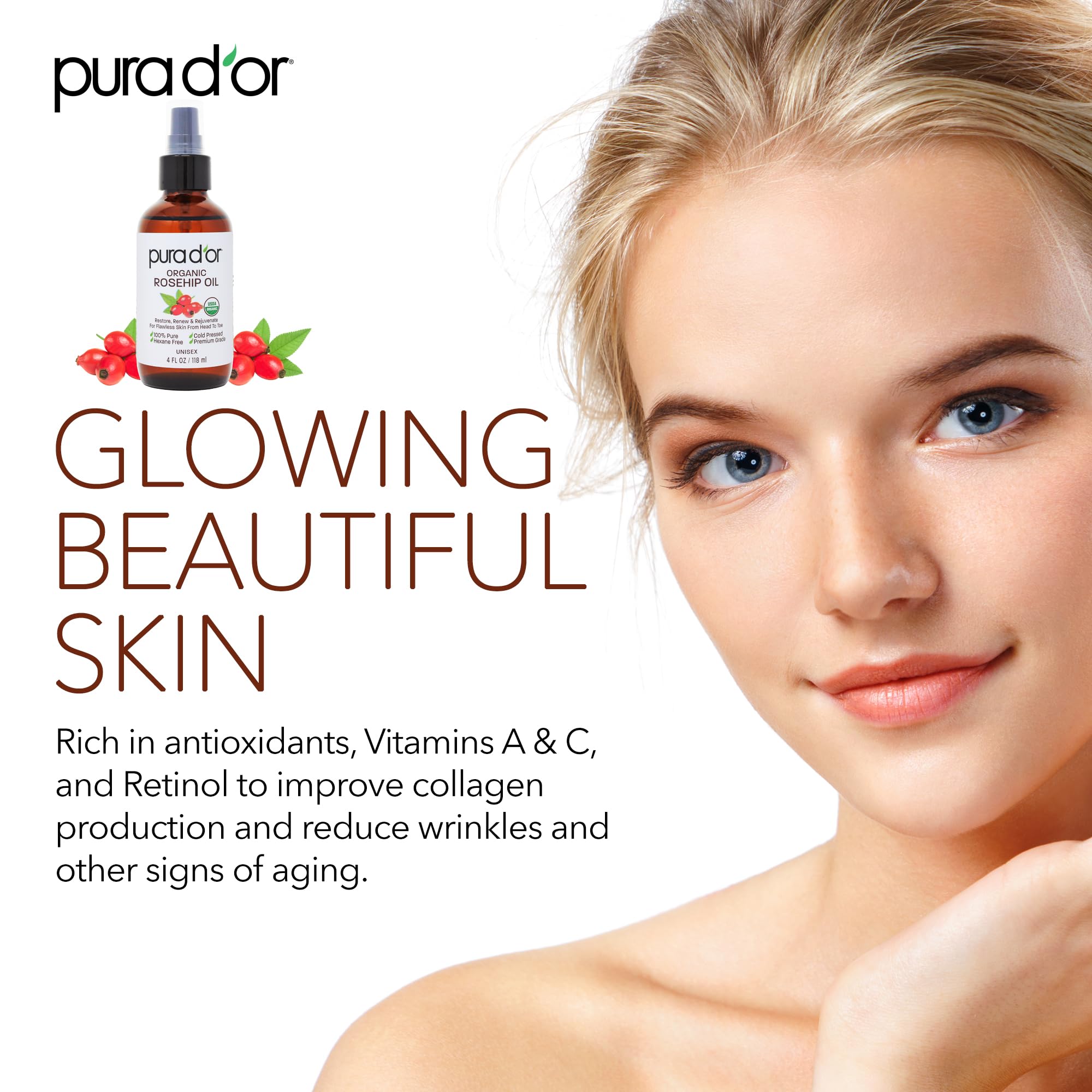 Foto 6 pulgar | Alisador De Cabello Pura D'or Organic Aceite De Semillas De Rosa Mosqueta 360 Ml X3 - Venta Internacional.