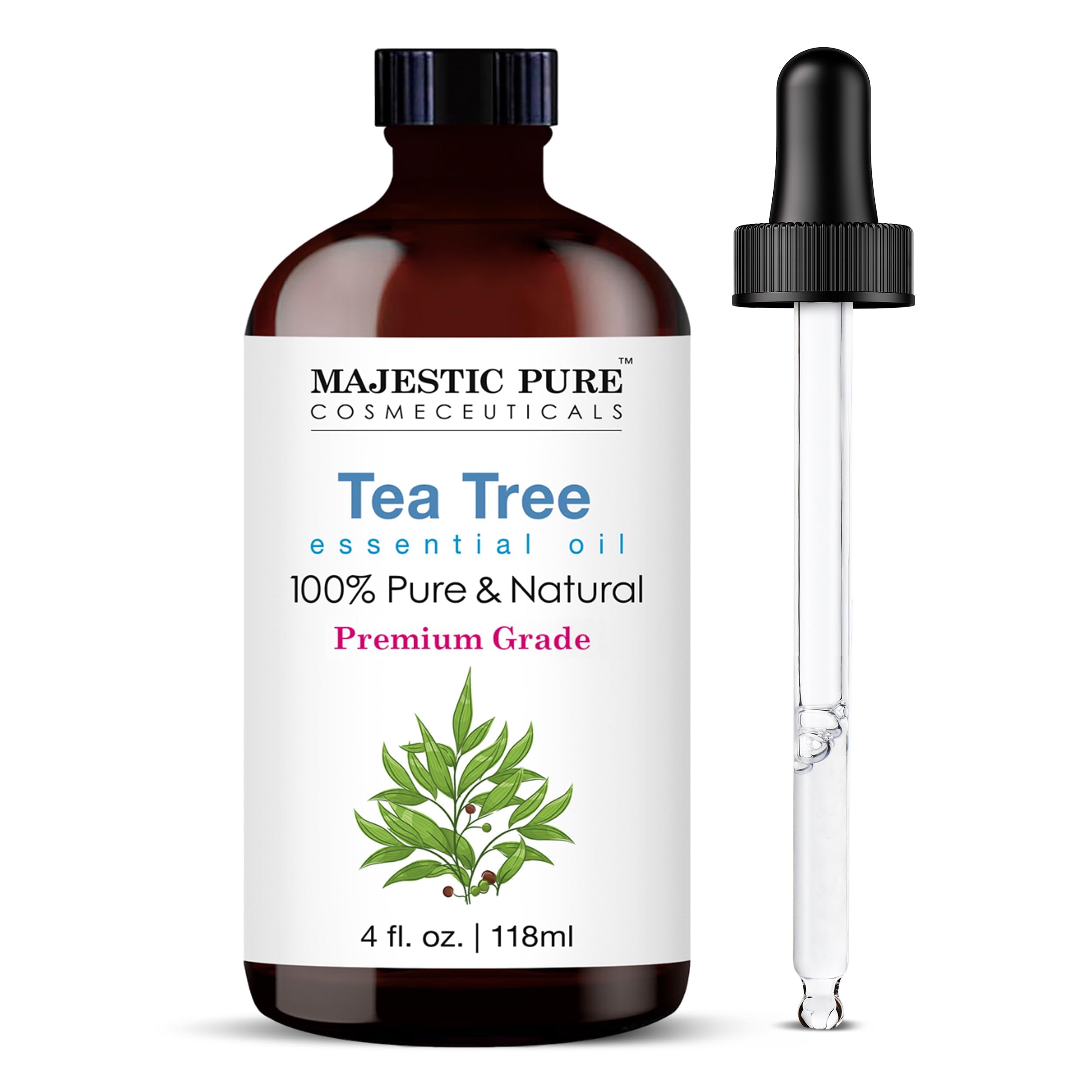 Foto 2 pulgar | Aceite Esencial Majestic Pure Tea Tree 120 Ml Con Gotero De Vidrio - Venta Internacional.