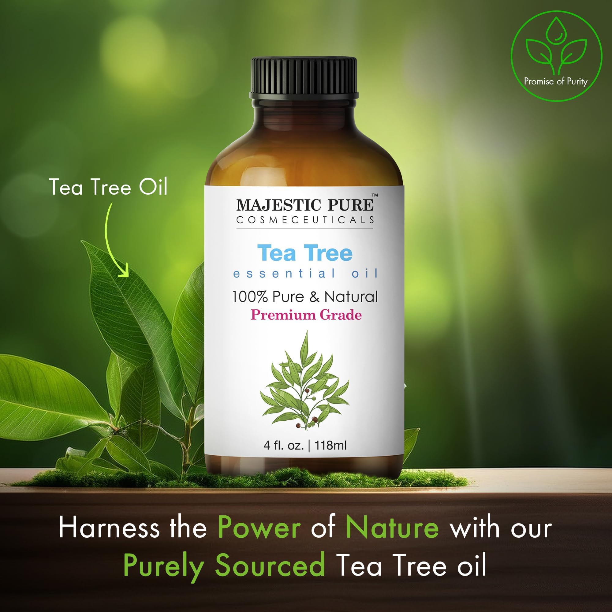 Foto 3 pulgar | Aceite Esencial Majestic Pure Tea Tree 120 Ml Con Gotero De Vidrio - Venta Internacional.