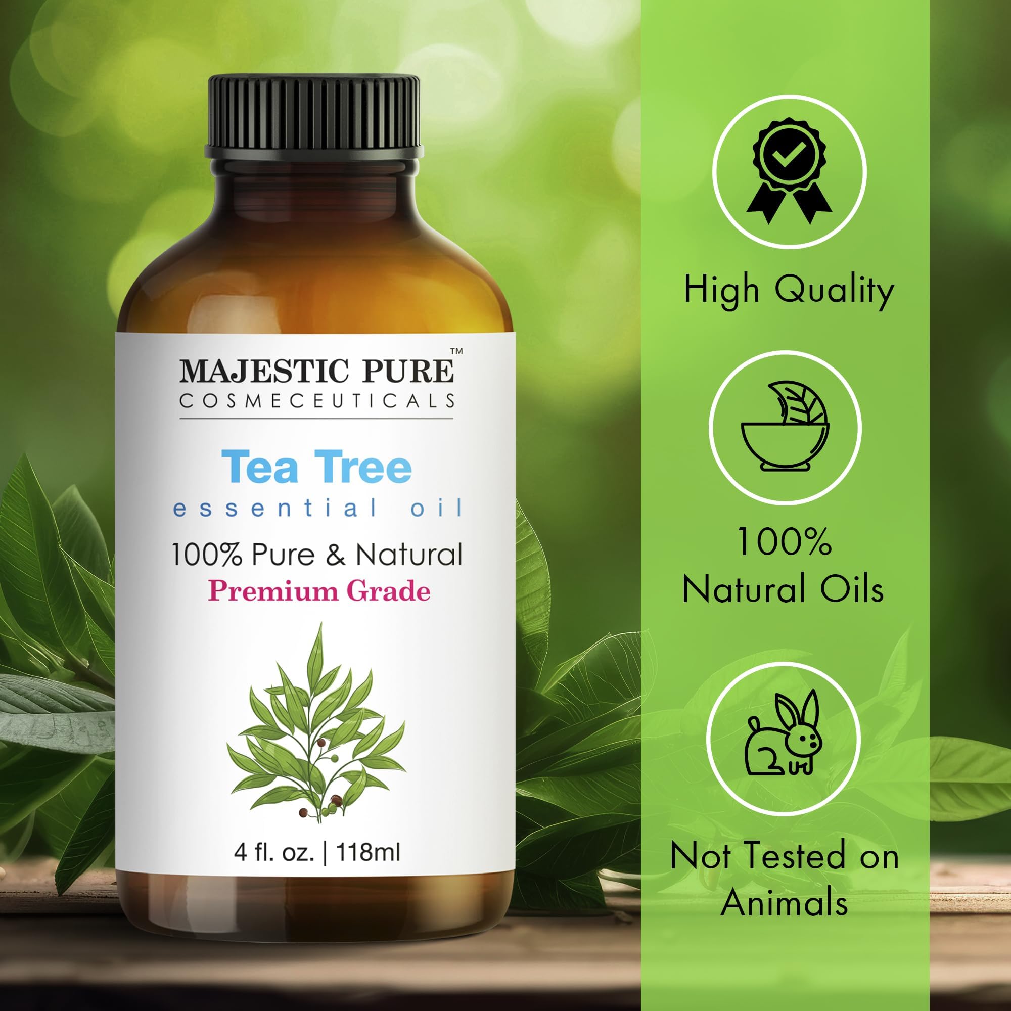 Foto 5 | Aceite Esencial Majestic Pure Tea Tree 120 Ml Con Gotero De Vidrio - Venta Internacional.