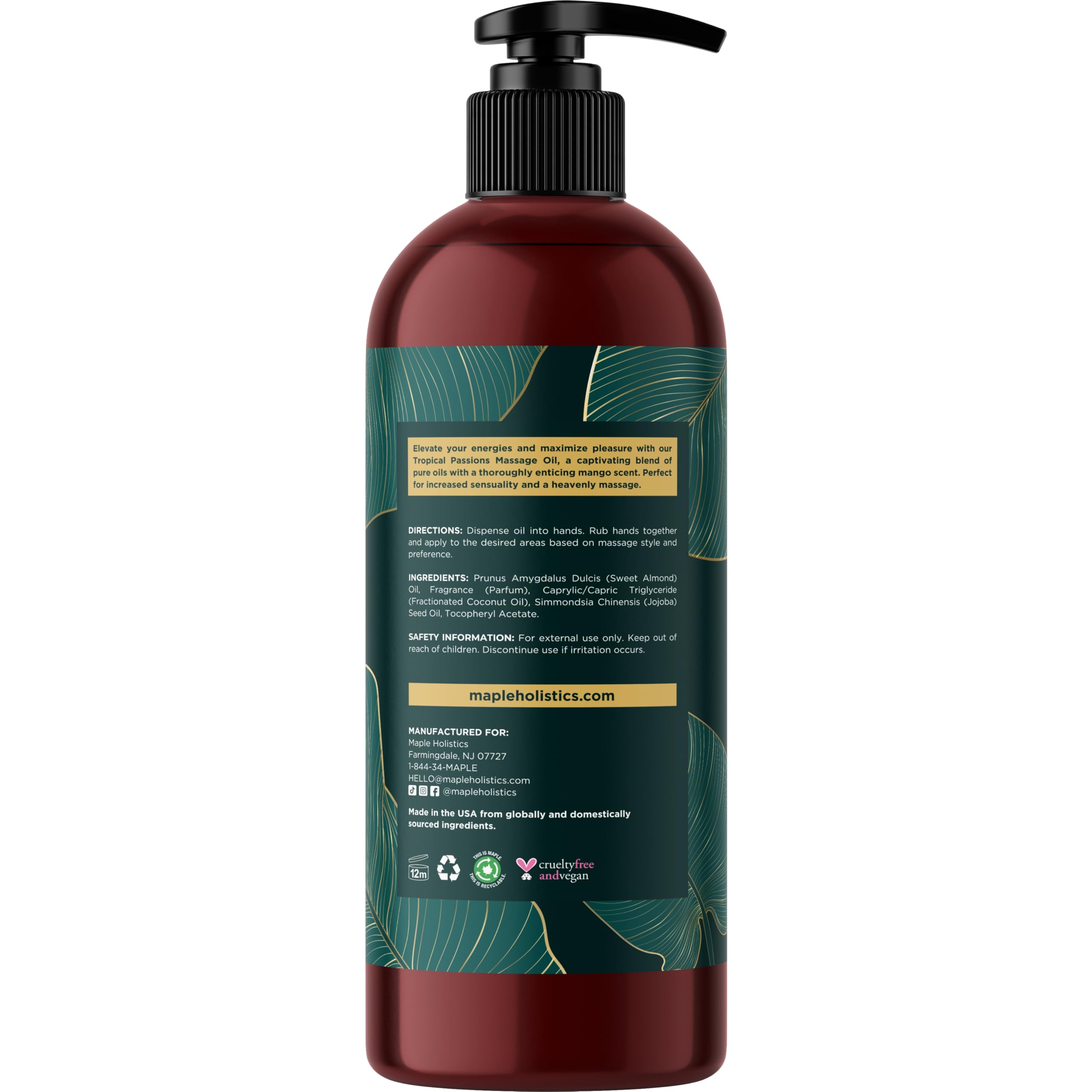 Foto 7 pulgar | Aceite De Masaje Maple Holistics Tropical Relaxation 480 Ml - Venta Internacional.