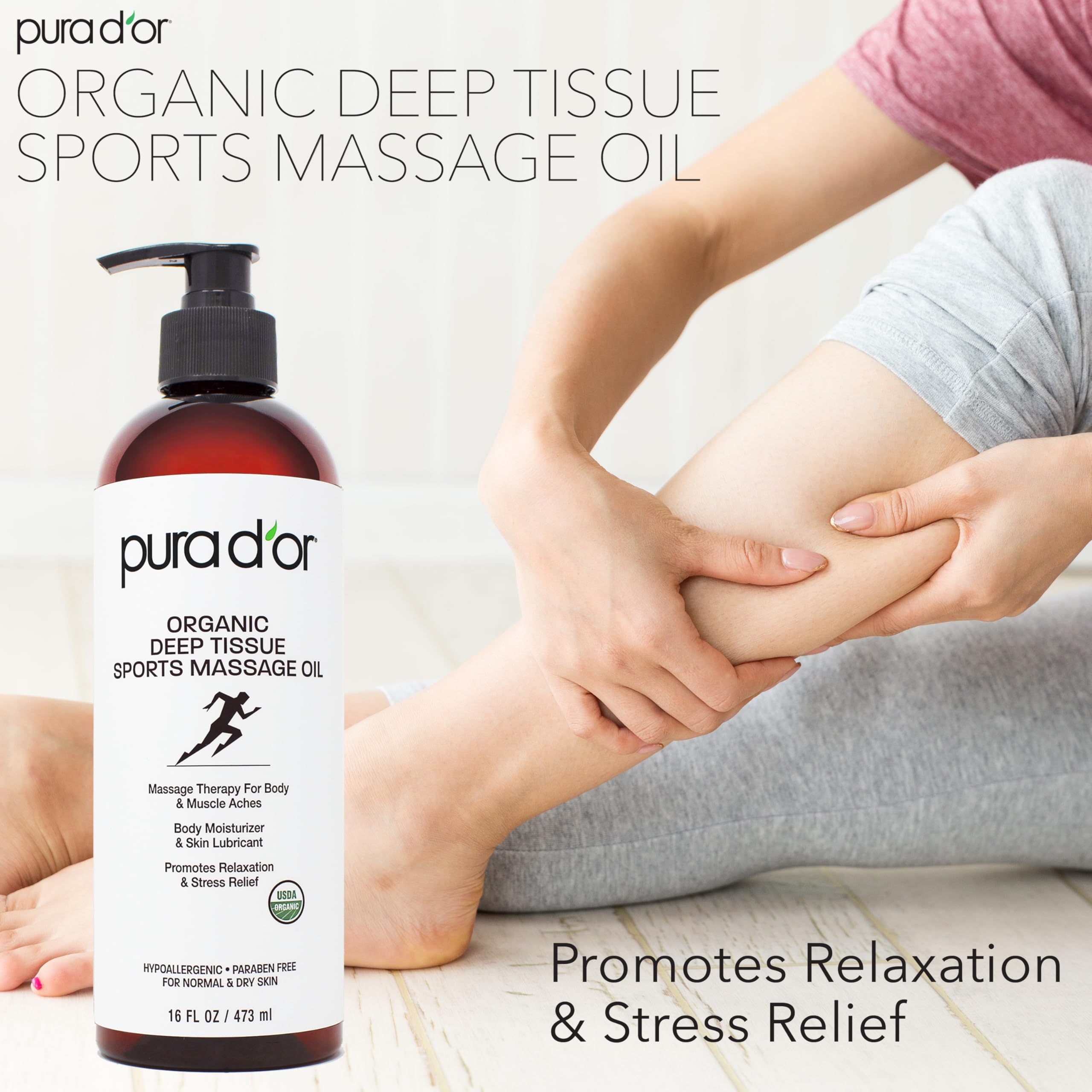 Foto 5 pulgar | Aceite De Masaje Pura D'or Organic Deep Tissue Sports 480ml - Venta Internacional.