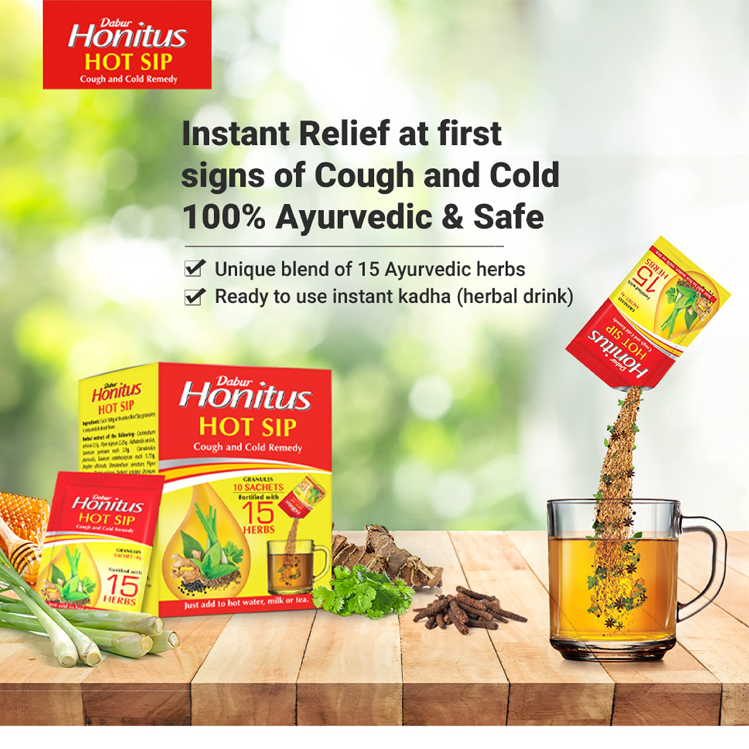Foto 3 pulgar | Medicamento Dabur Honitus Hot Sip Ayurvedic Kaadha 30 Sobres - Venta Internacional.