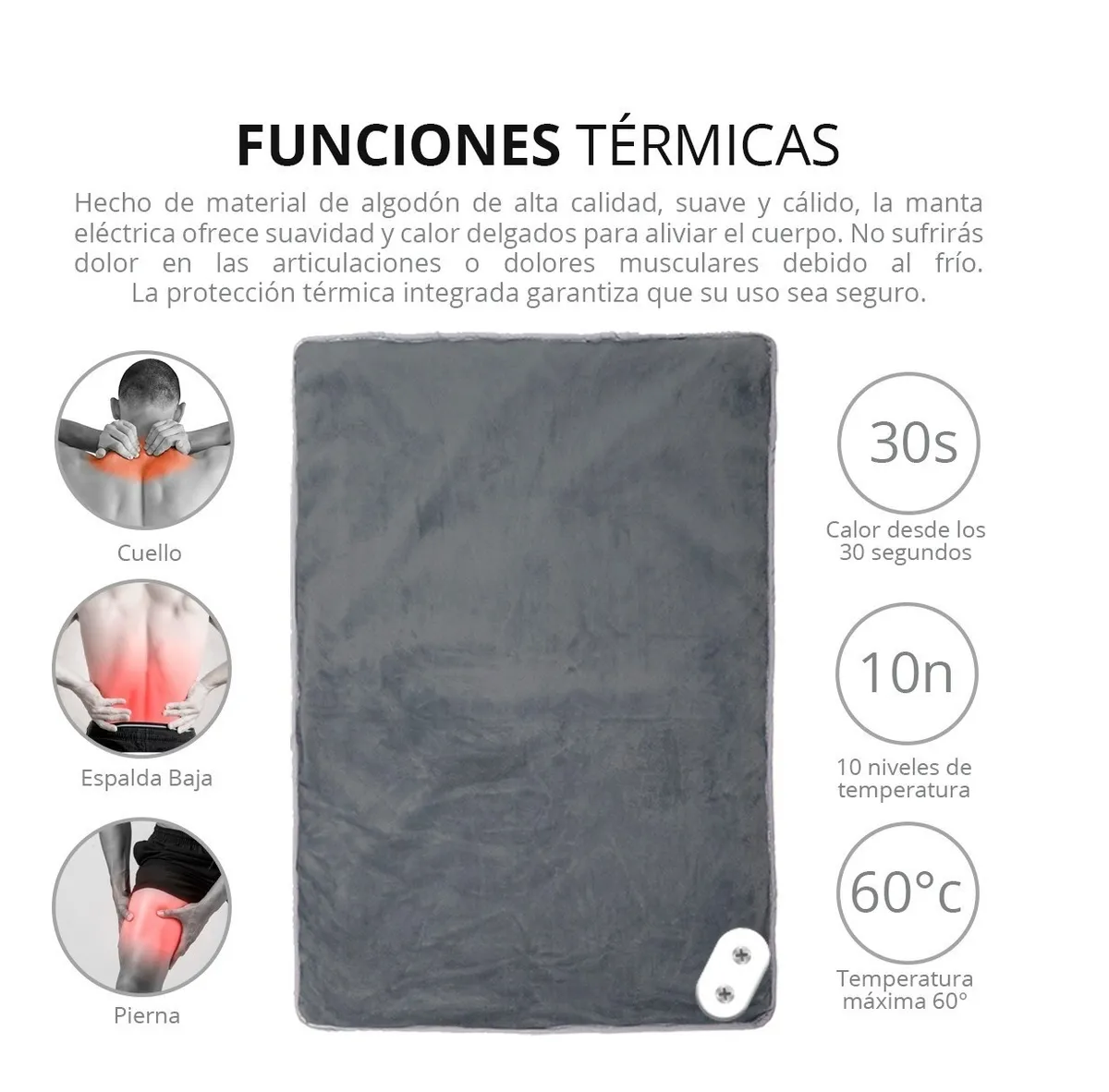 Foto 2 | Almohada Eléctrica Terapia de Calor Malubero color Gris para Dolor Muscular