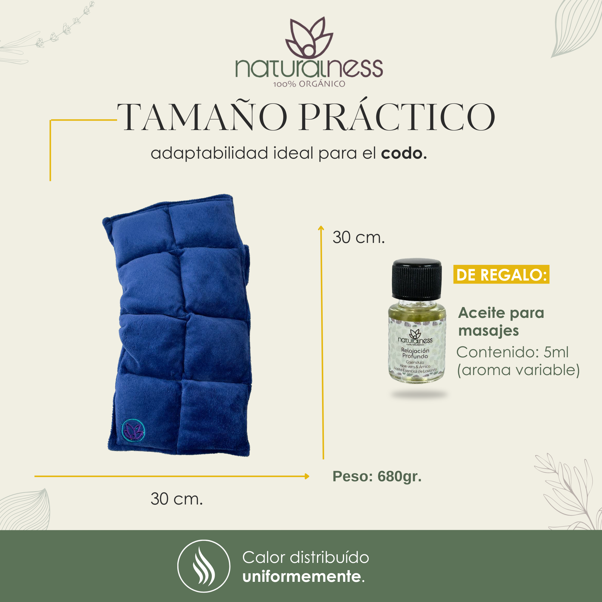 Foto 5 | Compresa para Codo Naturalness con Semillas y Plantas Medicinales color Azul