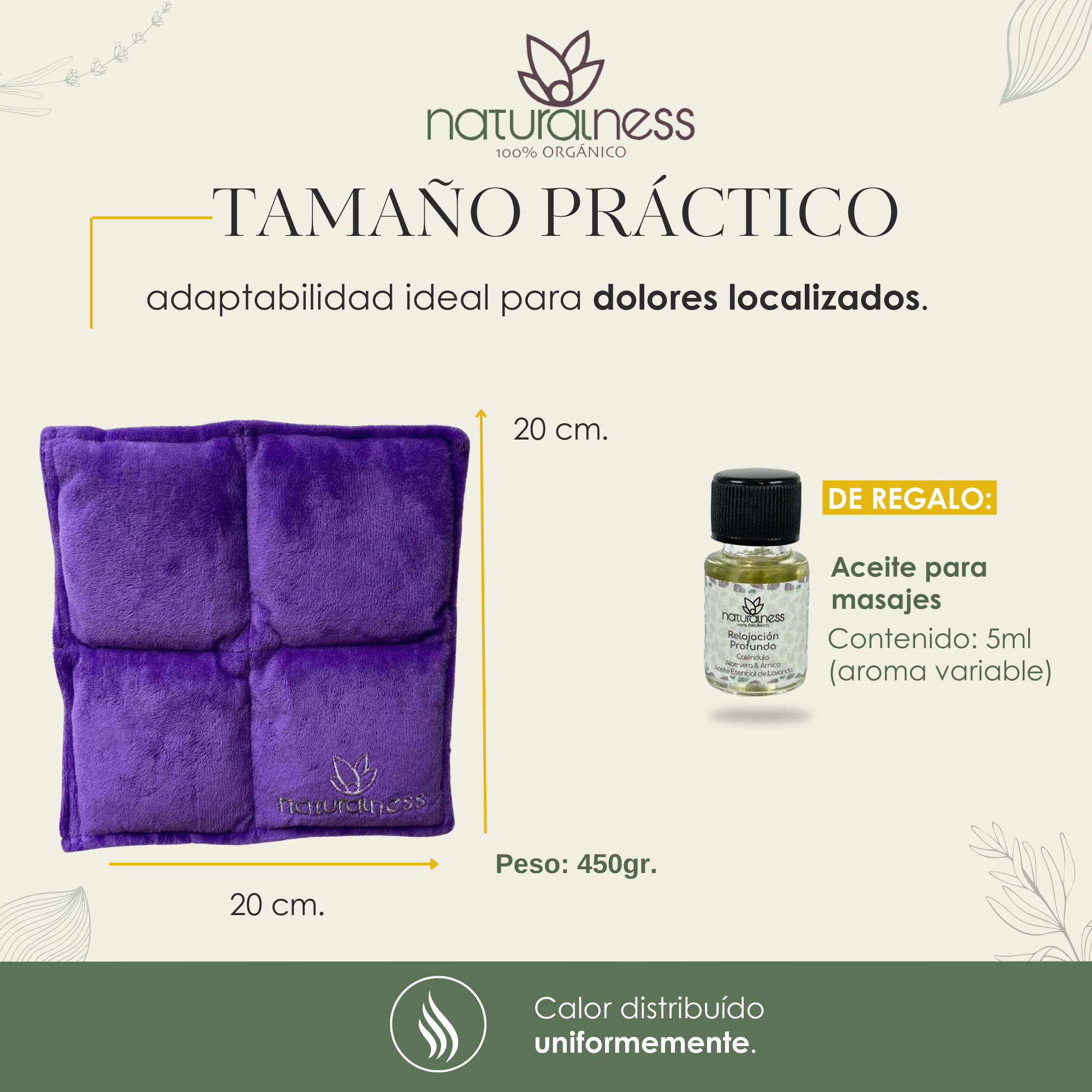 Foto 5 | Compresa Muscular Naturalness Chico Elaborada con Semillas y Plantas Medicinales