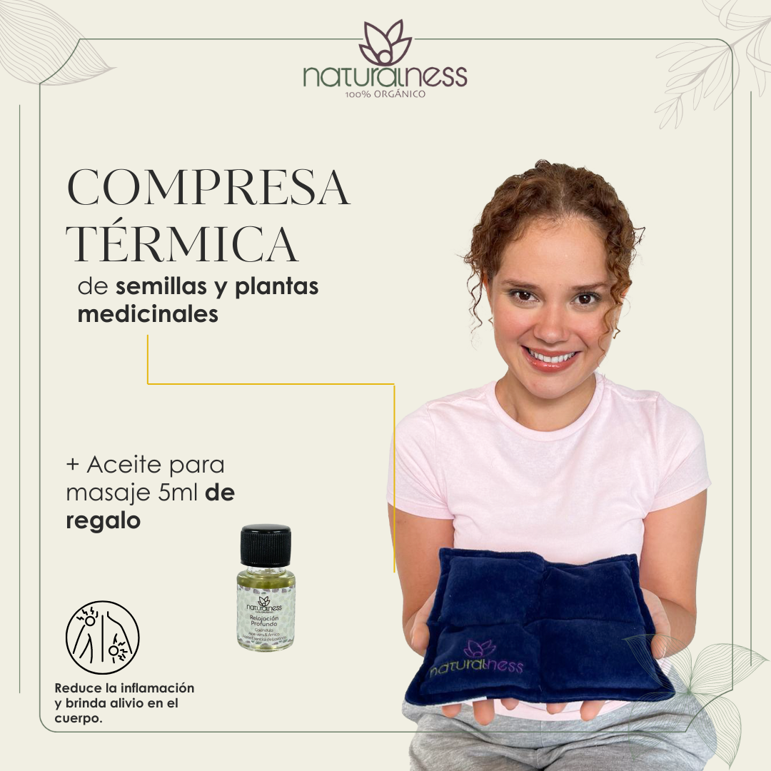 Foto 2 | Compresa Térmica Naturalness con Semillas y Plantas para Dolores Musculares Tamaño Chico Azul