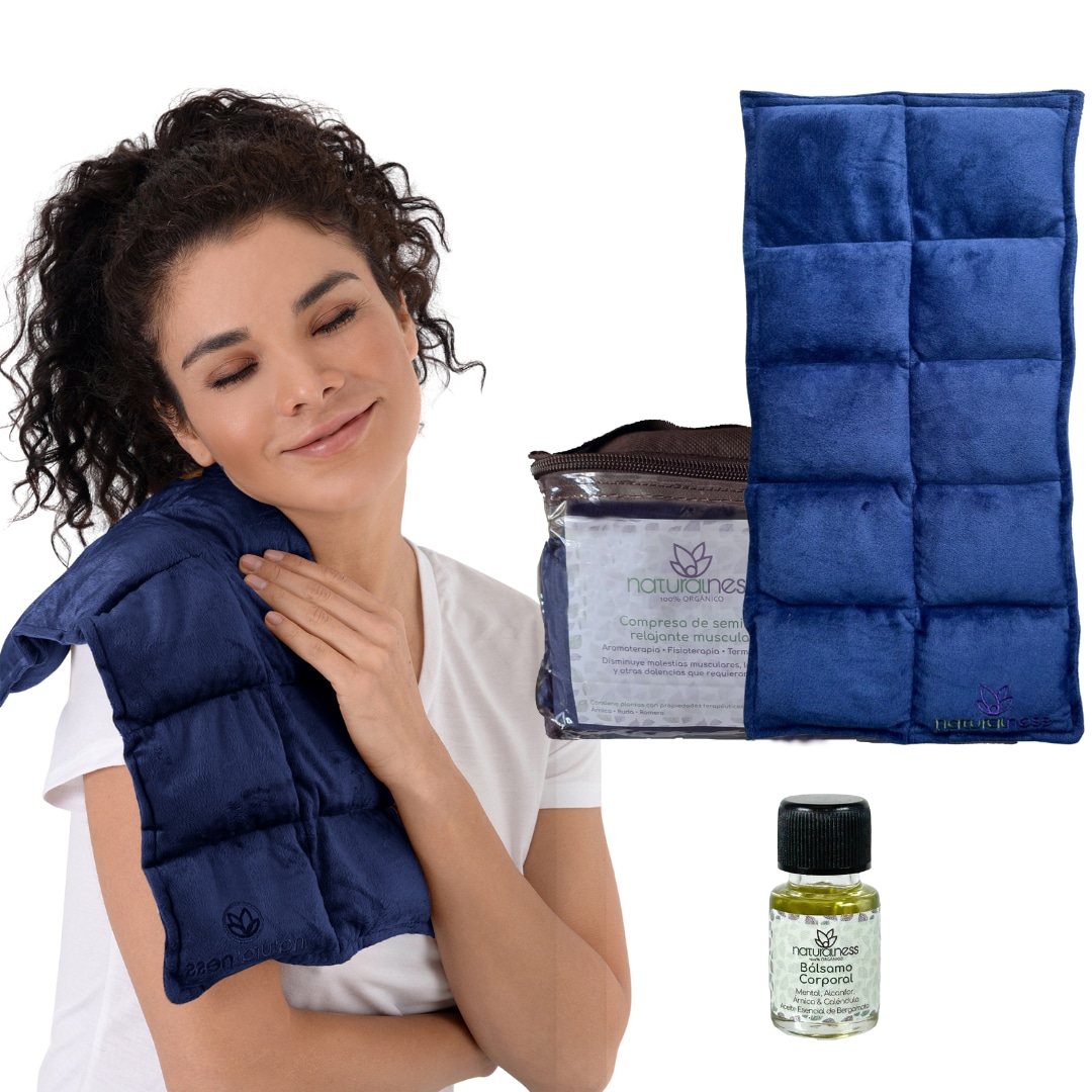 Compresa Térmica Naturalness con Semillas y Plantas para Dolores Musculares Azul $362