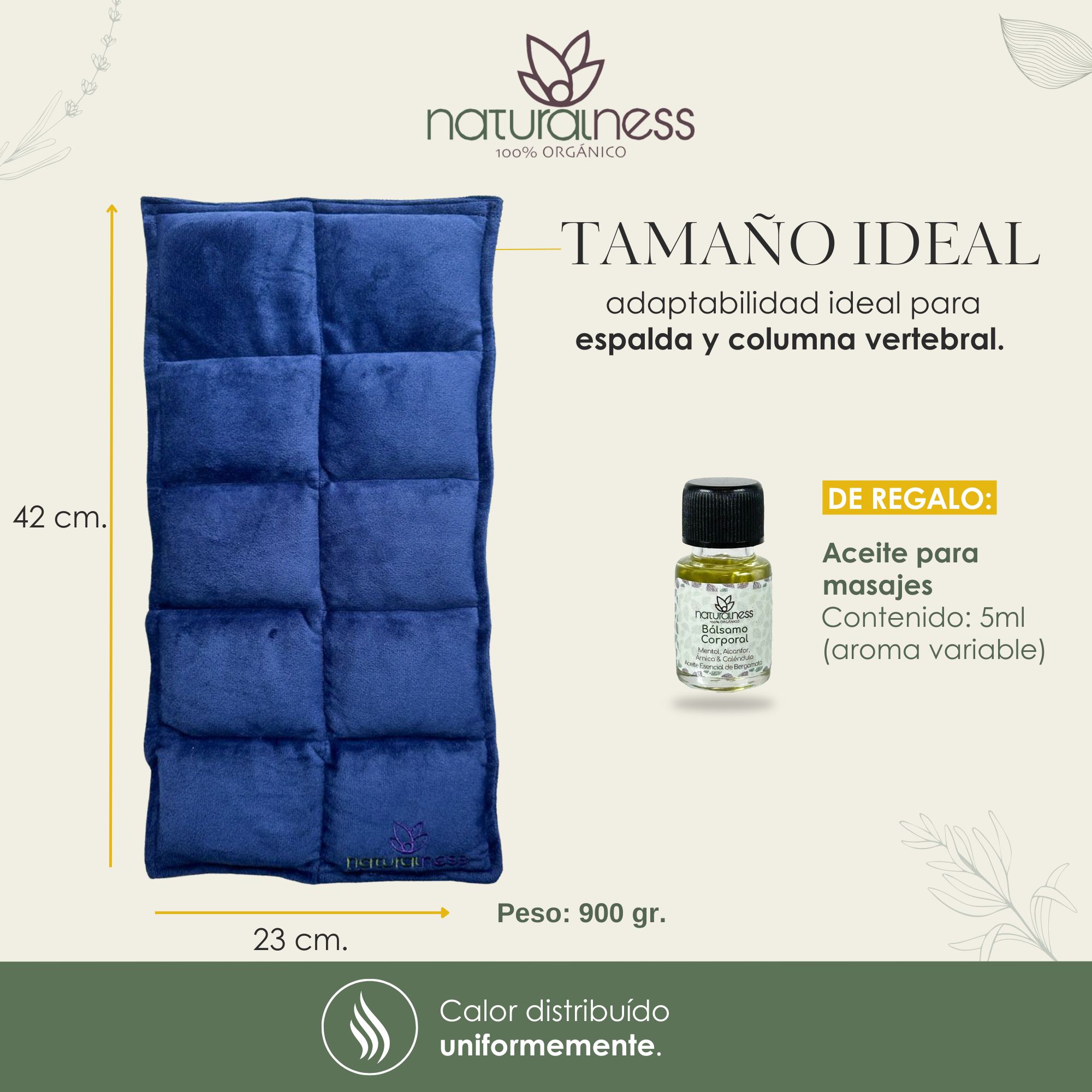 Foto 5 | Compresa Térmica Naturalness con Semillas y Plantas para Dolores Musculares Azul