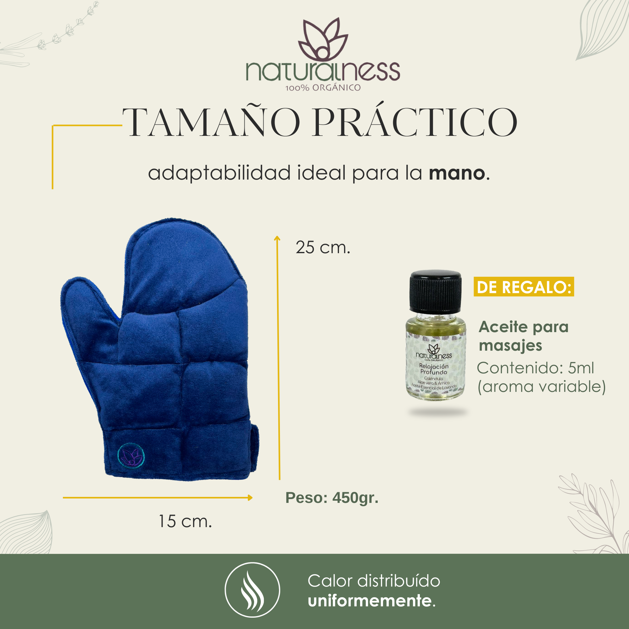 Foto 5 | Compresa Térmica Naturalness con Semillas y Plantas para Dolores de Mano Azul