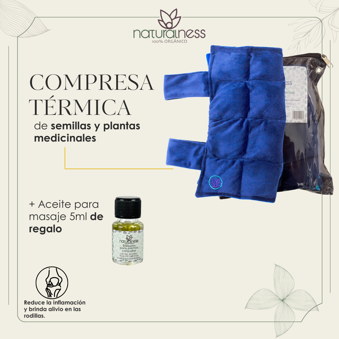 Foto 3 pulgar | Compresa Térmica Naturalness con Semillas y Plantas para Dolores de Rodilla Azul