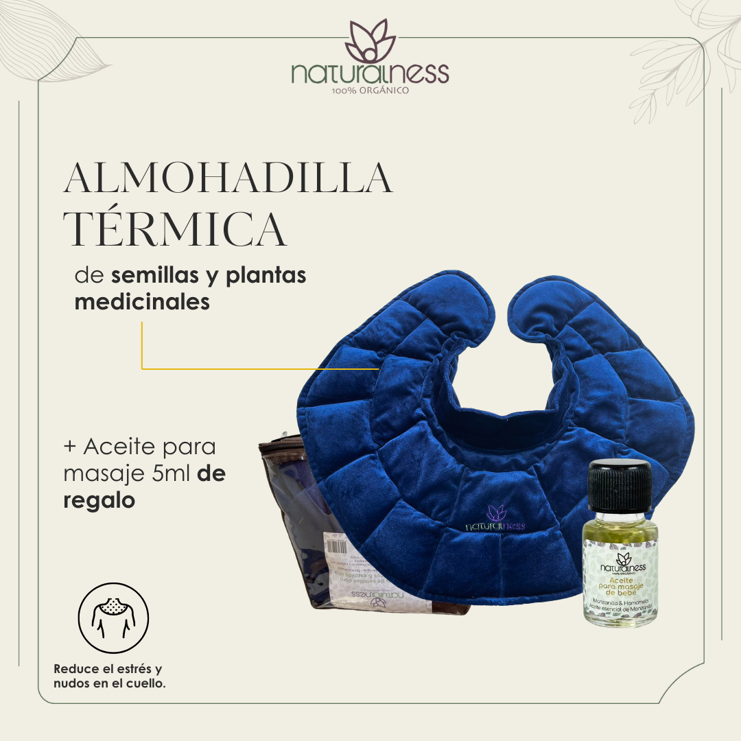 Foto 3 pulgar | Compresa Térmica Naturalness con Semillas y Plantas para Dolores de Cuello, Hombros y Espalda Baja Azul