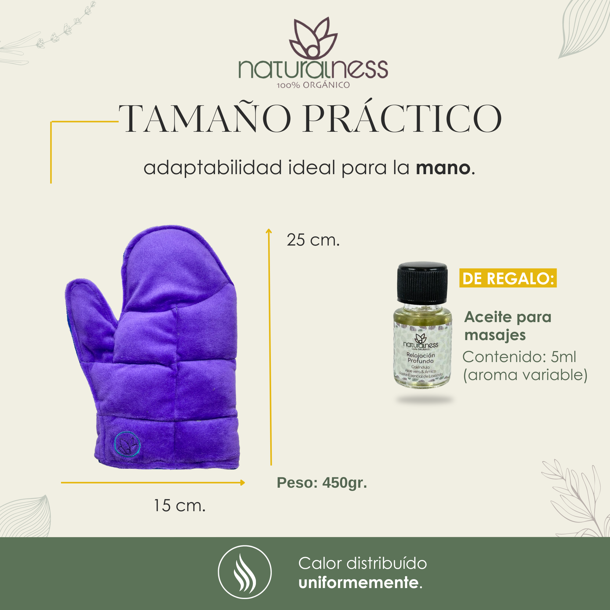 Foto 6 pulgar | Compresa Térmica Naturalness con Semillas y Plantas para Dolores de Mano Púrpura