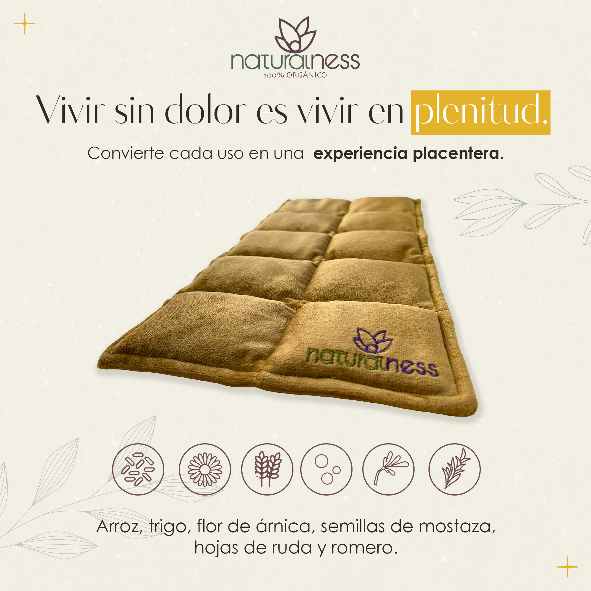 Foto 4 | Compresa Térmica  Naturalness con Semillas y Plantas para Dolores Musculares Dorado