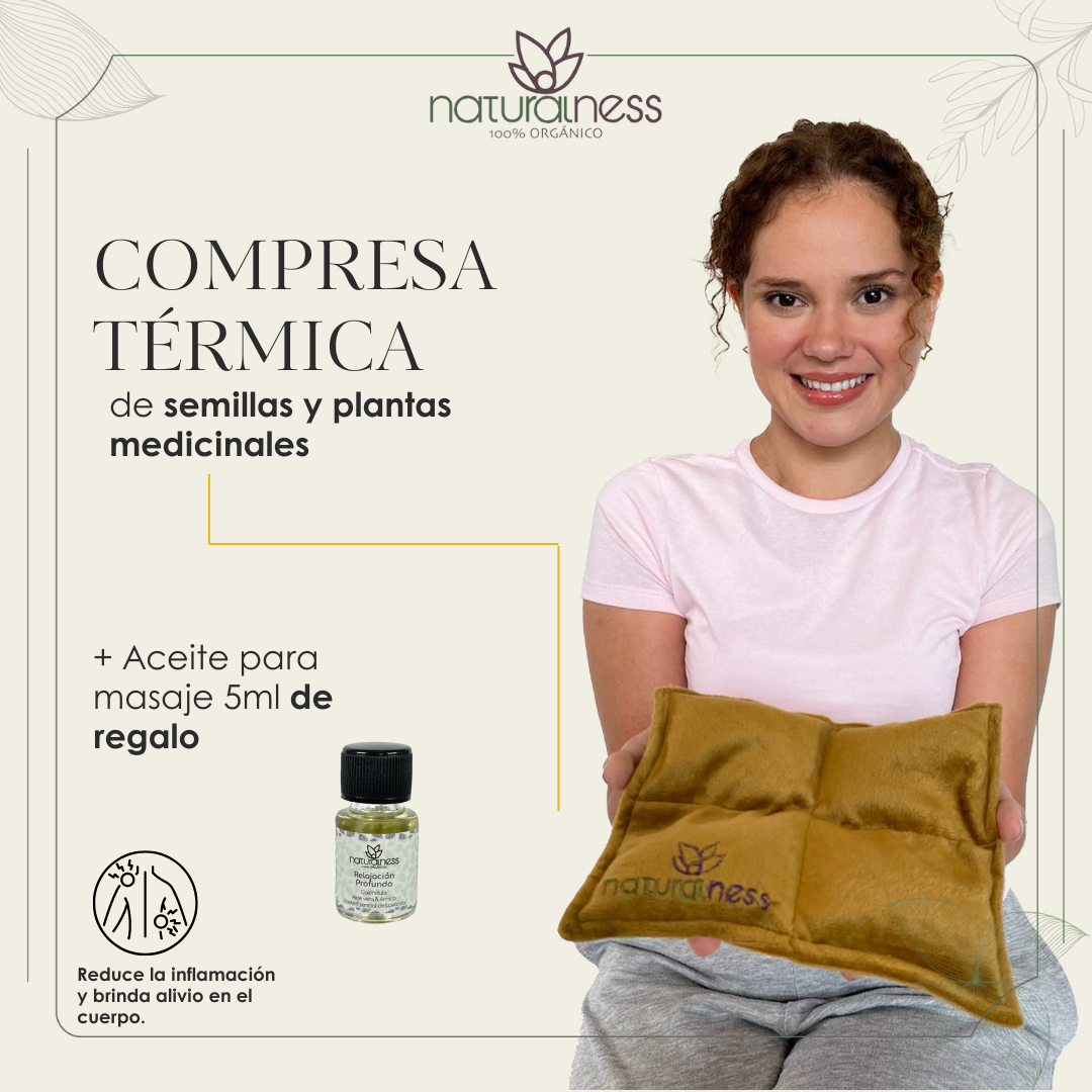 Foto 2 | Compresa Térmica Naturalness con Semillas y Plantas para Dolores Musculares Tamaño Chico Dorado