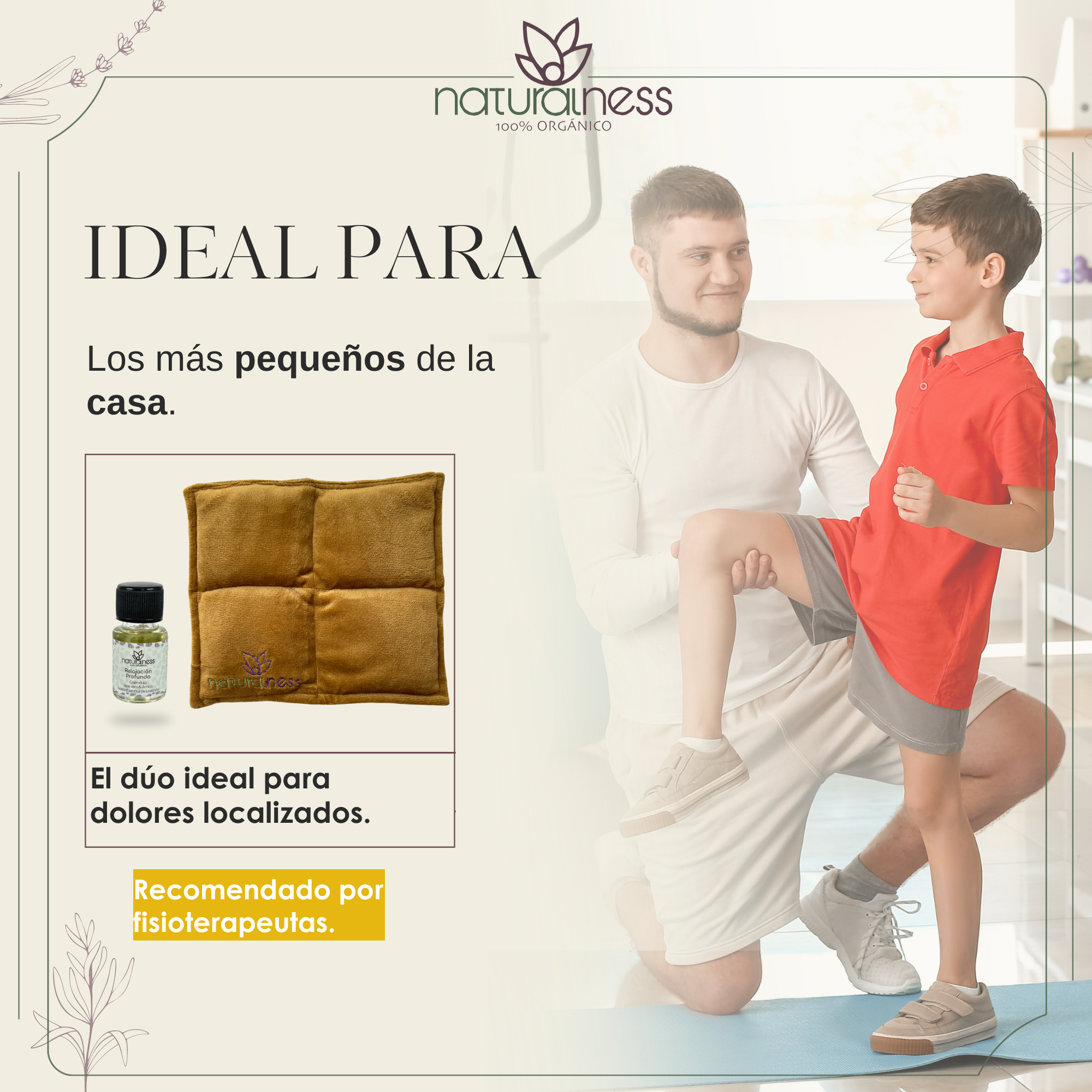 Foto 4 pulgar | Compresa Térmica Naturalness con Semillas y Plantas para Dolores Musculares Tamaño Chico Dorado