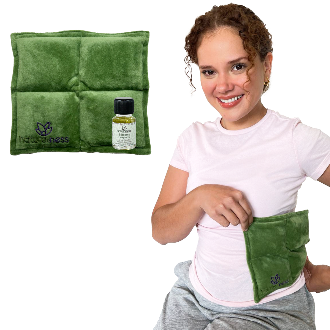 Compresa Térmica Naturalness con Semillas y Plantas para Dolores Musculares Tamaño Chico Verde