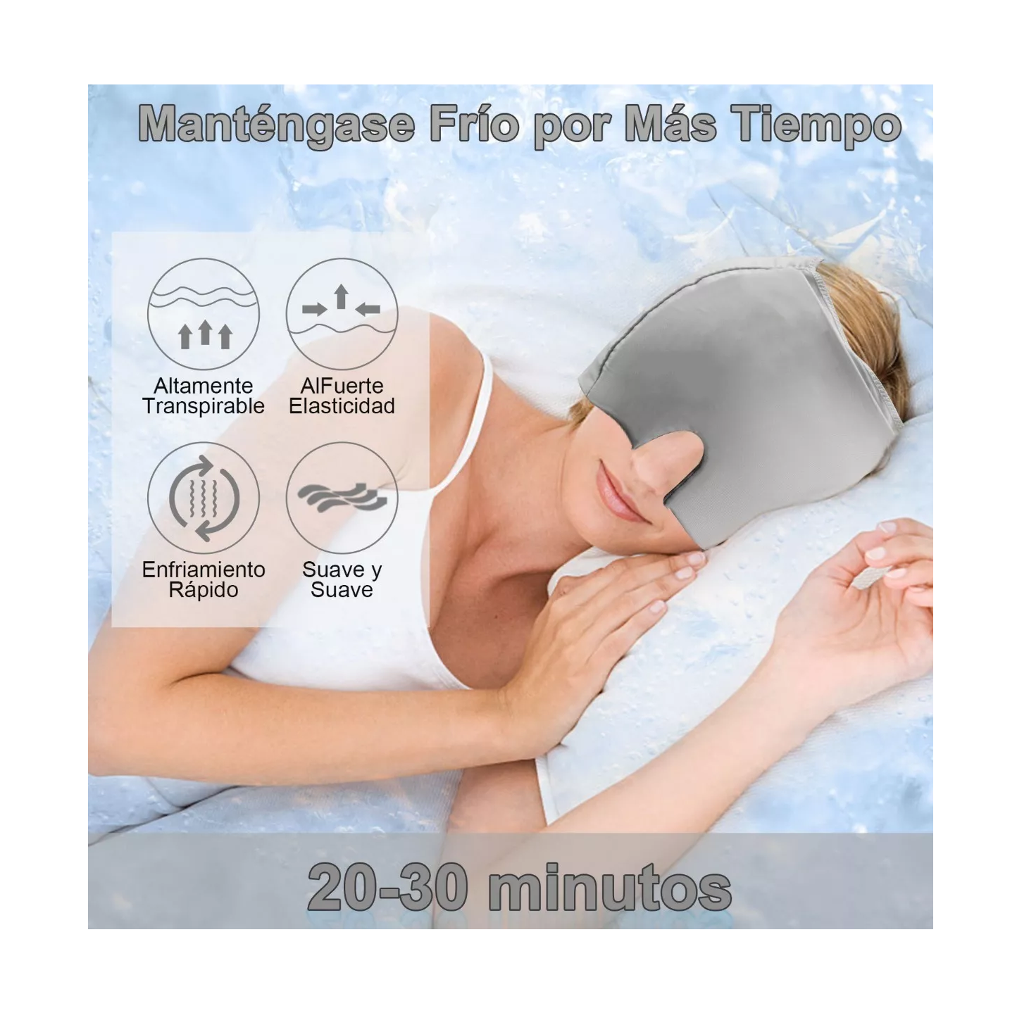 Foto 4 pulgar | Gorro de Gel para Aliviar Migraña Lab.G Gris