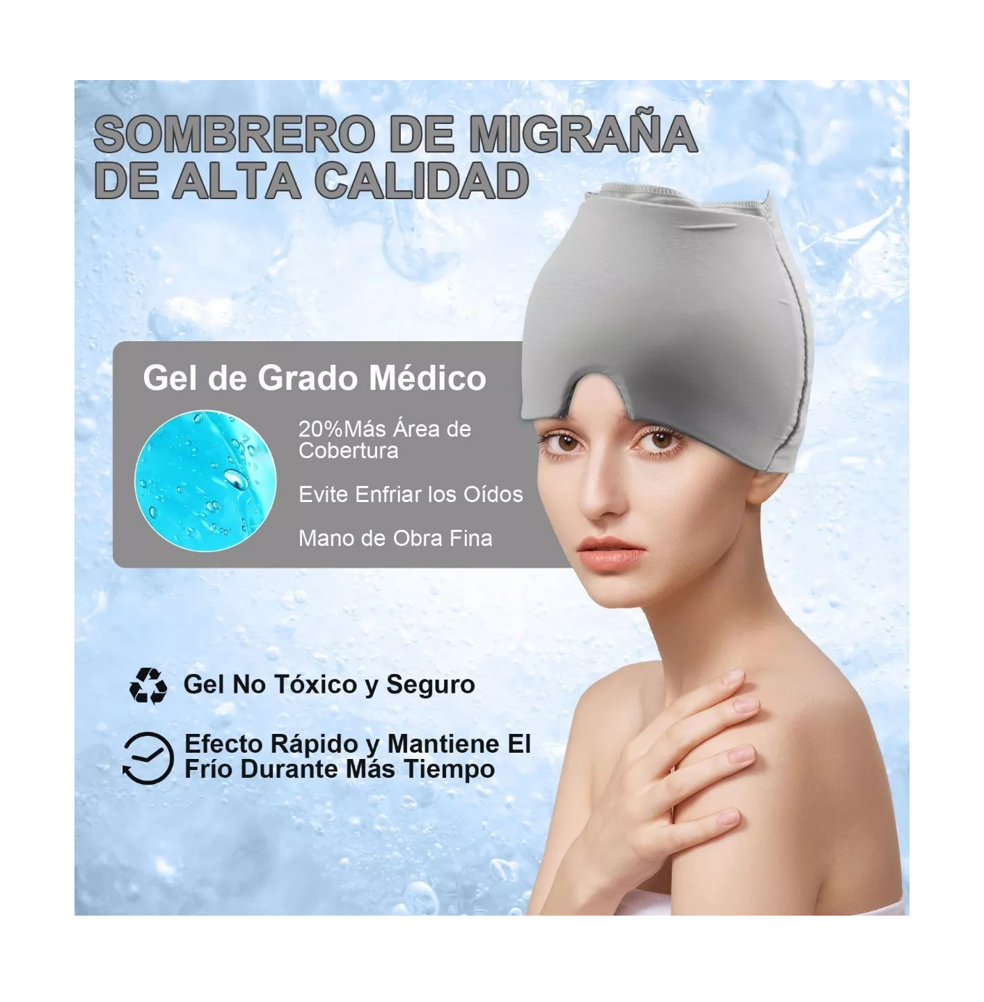 Foto 5 | Gorro de Gel para Aliviar Migraña Lab.G Gris