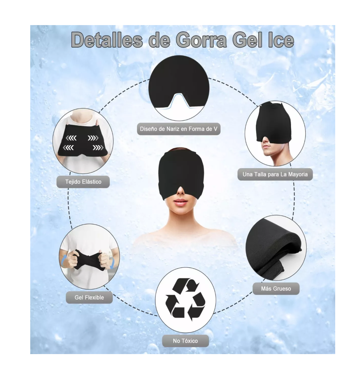 Foto 3 pulgar | Gorro de Gel con Compresión Fría y Caliente Negro