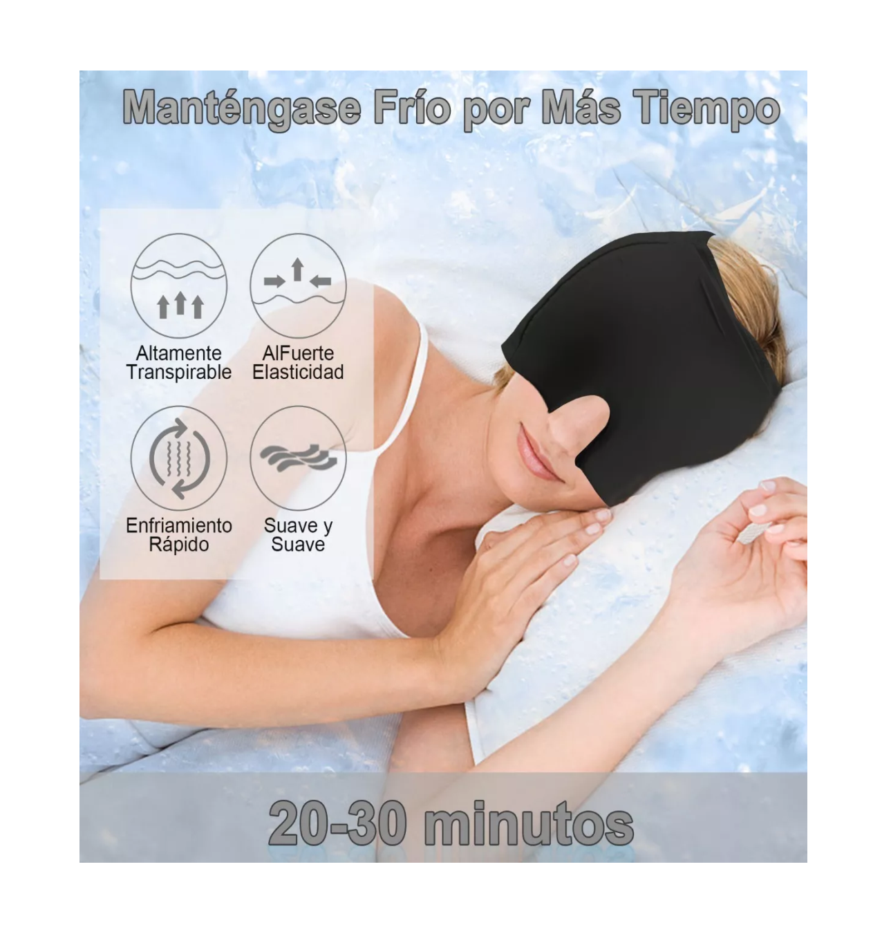 Foto 4 pulgar | Gorro para Migraña de Gel con Compresión Fría y Caliente Negro