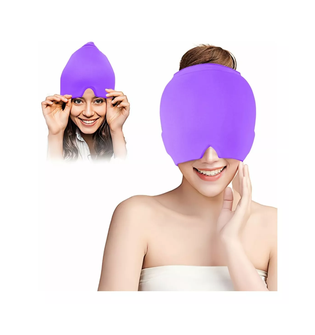 Foto 5 pulgar | Gorro de Gel para Migraña con Compresión Fría y Caliente Purpura