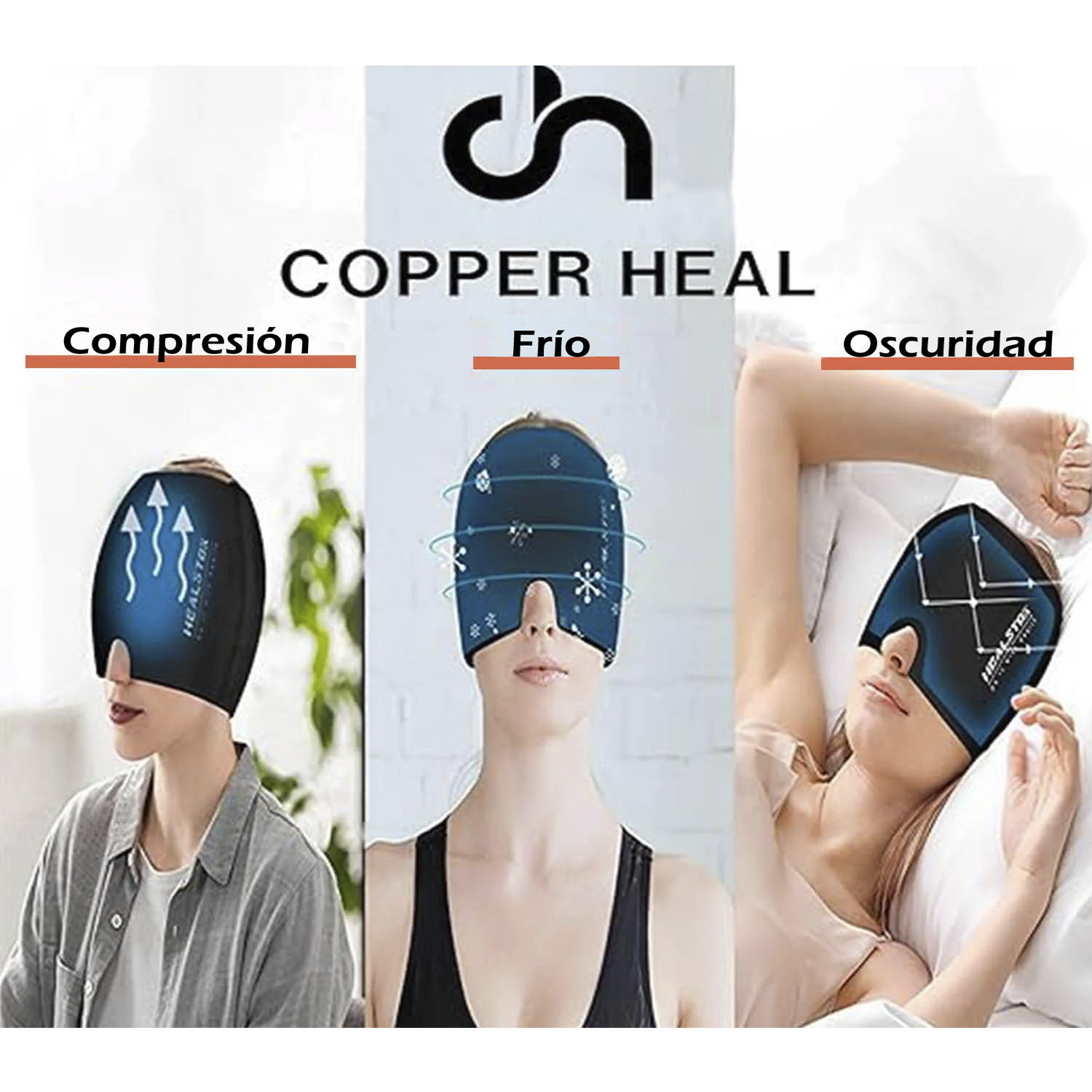 Foto 5 pulgar | Gorro Copper Heal de Gel Frío Alivia Dolor de Cabeza Tensión y Migraña