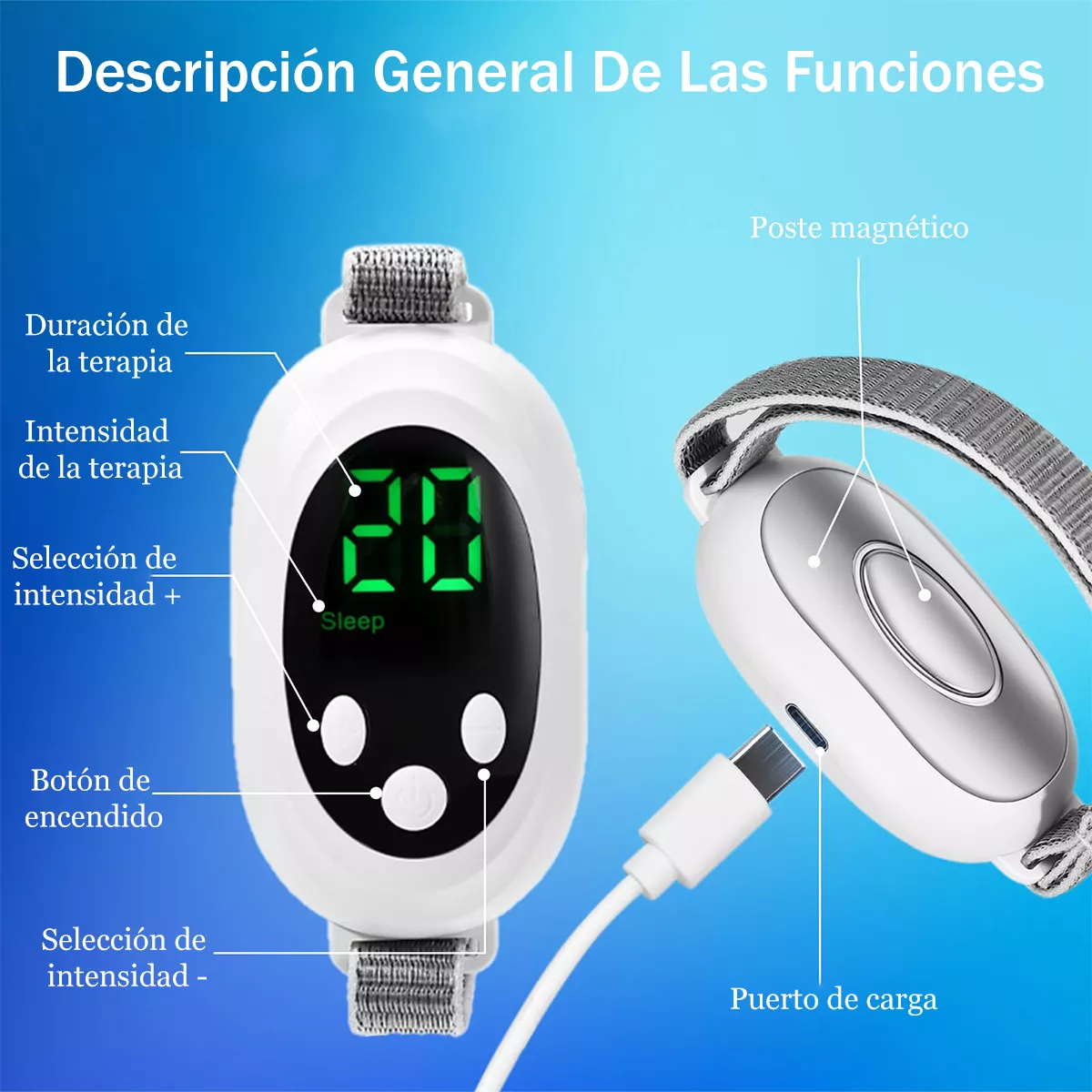 Foto 6 pulgar | Neurocontrol Ansiedad Pazmental Ayuda Recargable Para Dormir Blanco