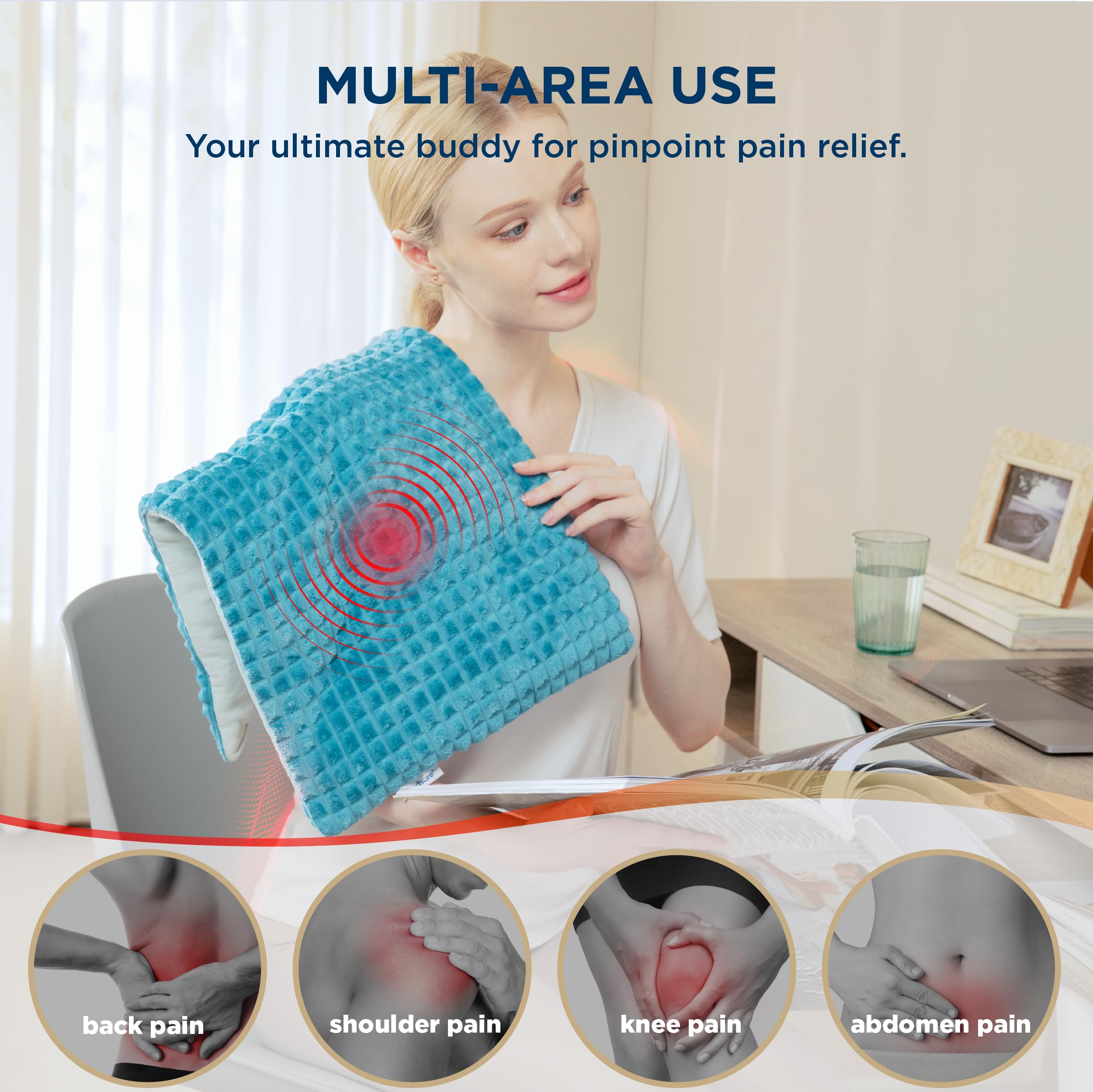 Foto 5 pulgar | Almohadilla Térmica Bedsure Back Para Cuello Y Hombros Con Vibración - Venta Internacional.
