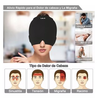 Foto 3 | Gorro Para Migraña De Gel Con Compresión Fría Y Caliente Negro