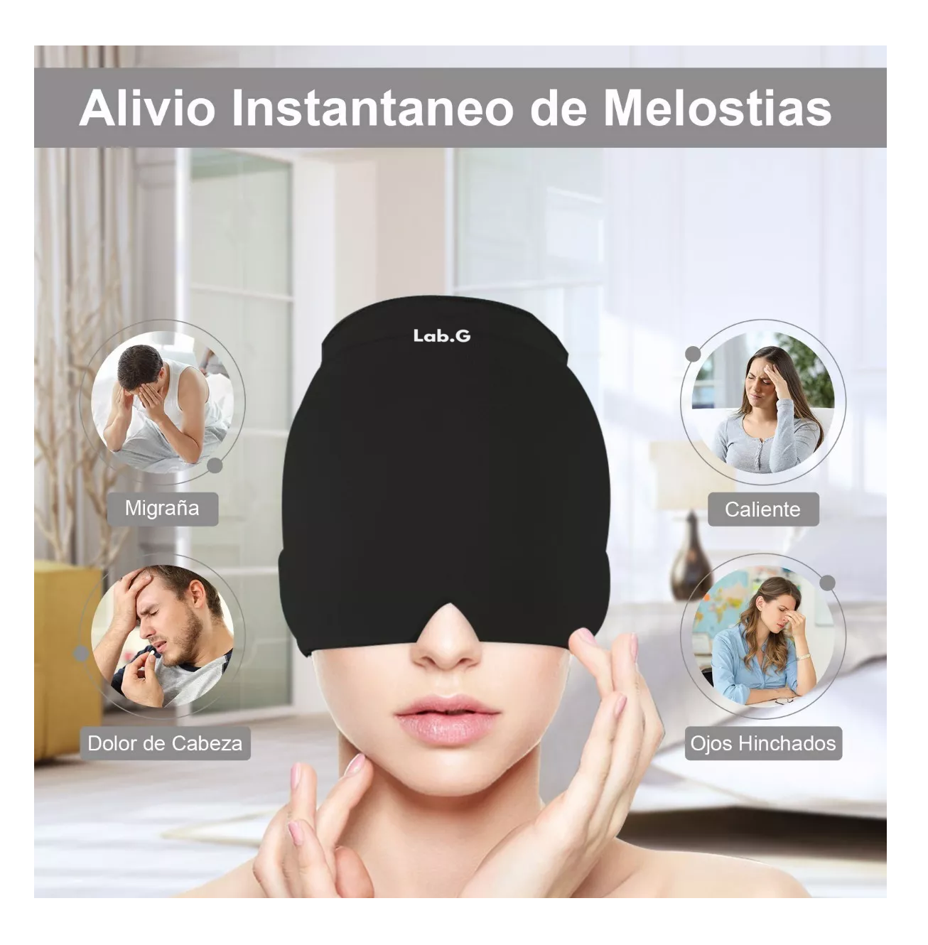 Foto 5 pulgar | Gorro Para Migraña De Gel Con Compresión Fría Y Caliente Negro