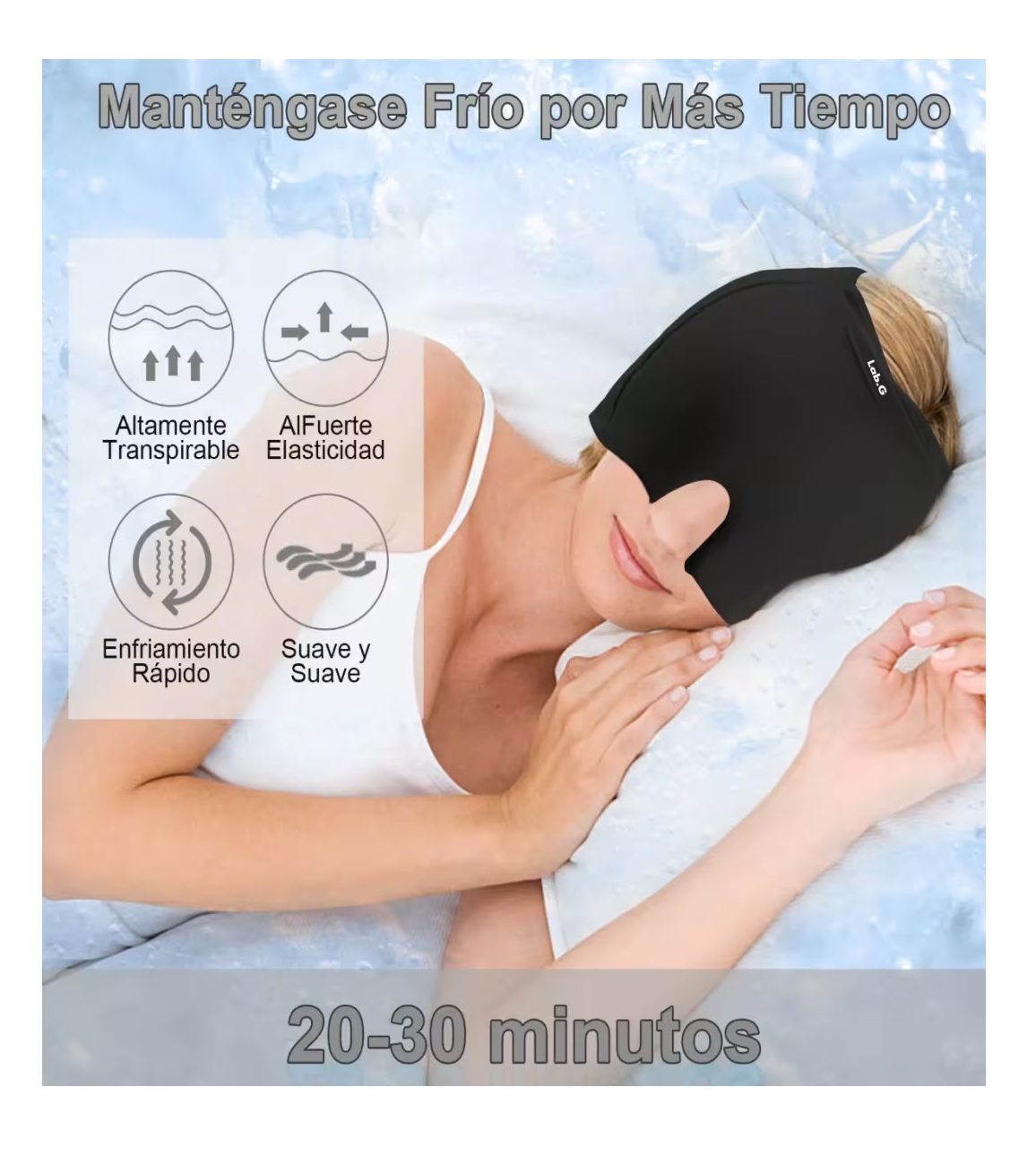 Foto 6 pulgar | Gorro Para Migraña De Gel Con Compresión Fría Y Caliente Negro