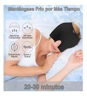 Foto 5 | Gorro Para Migraña De Gel Con Compresión Fría Y Caliente Negro