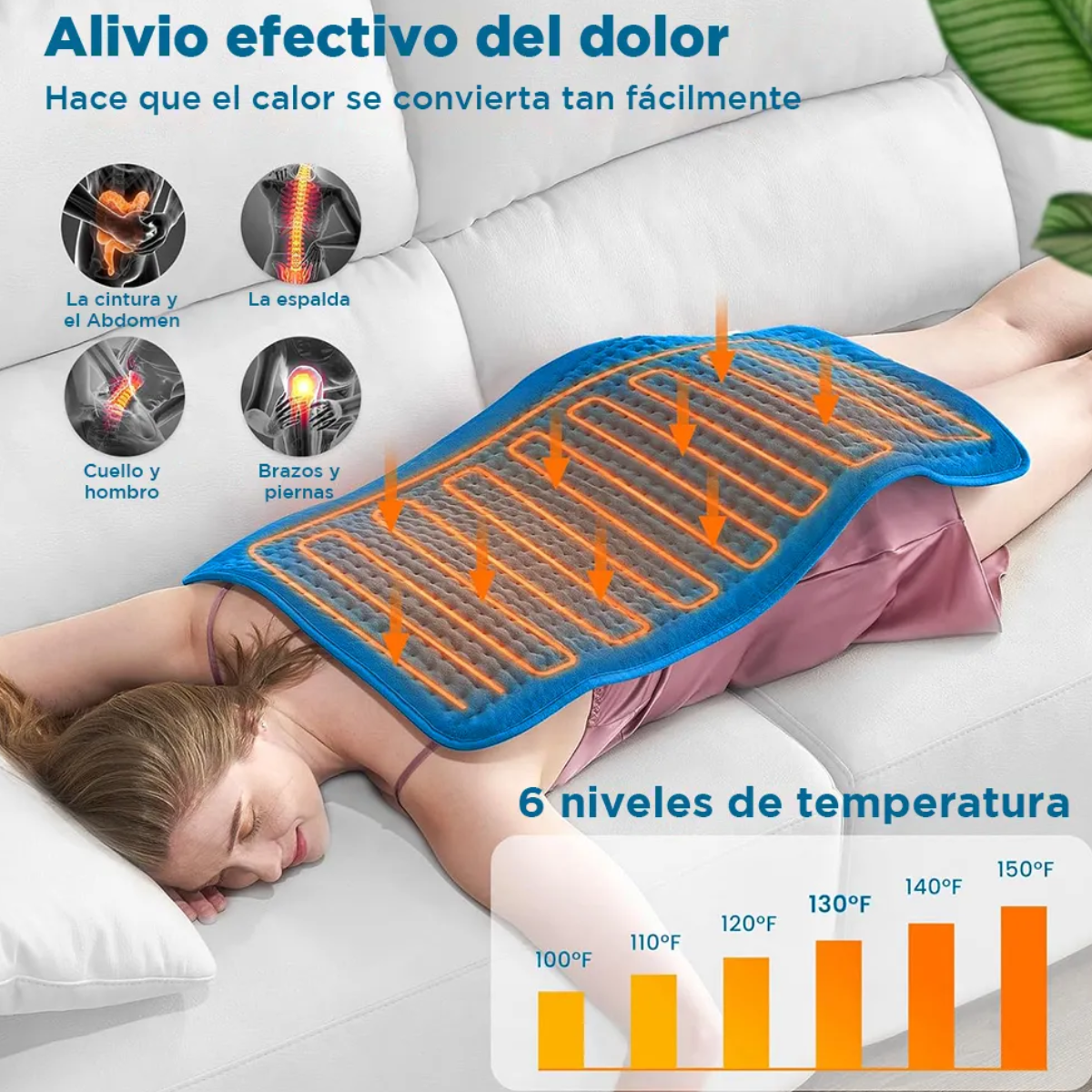 Foto 4 pulgar | Almohadilla Térmica Eléctrica 83×43cm, 6 Niveles Temperatura Eo Safe Imports Esi-19047 Azul