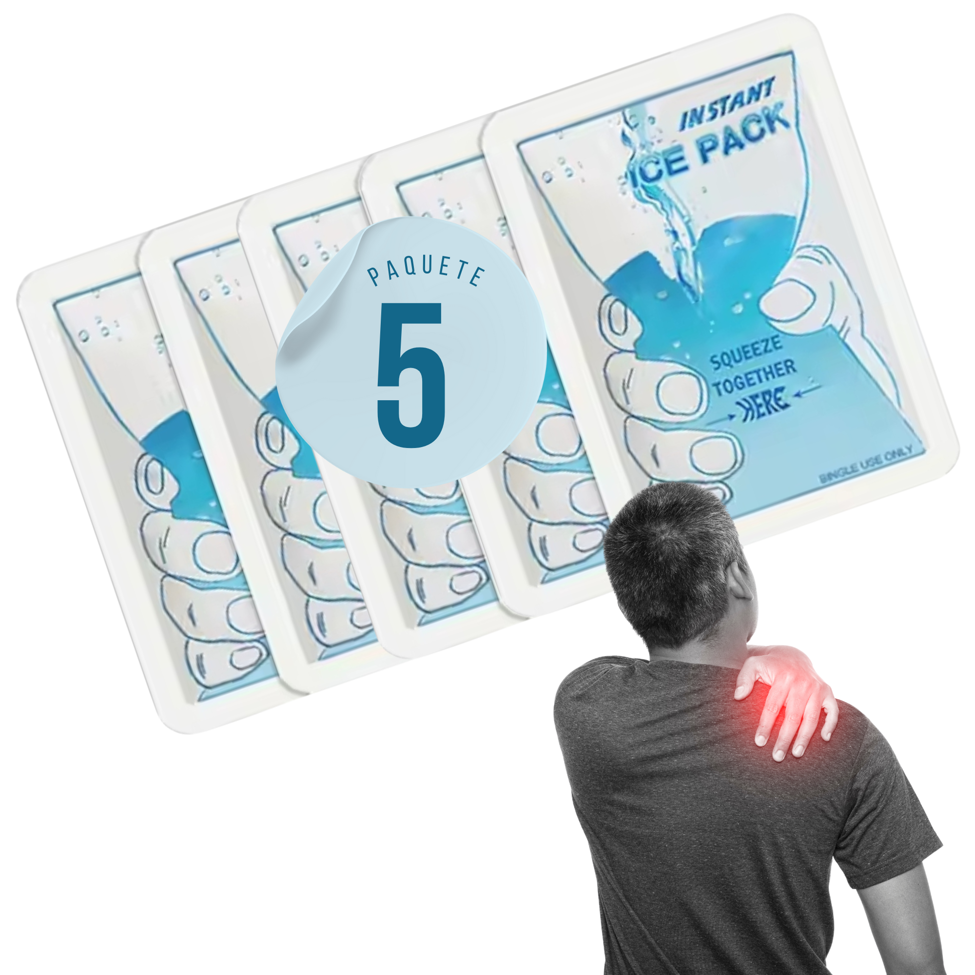 Foto 2 pulgar | 5 Bolsas De Hielo Instantáneo – Compresas Frías Portátiles Para Alivio Del Dolor En Rodilla, Espalda Y Cuello. 15x1