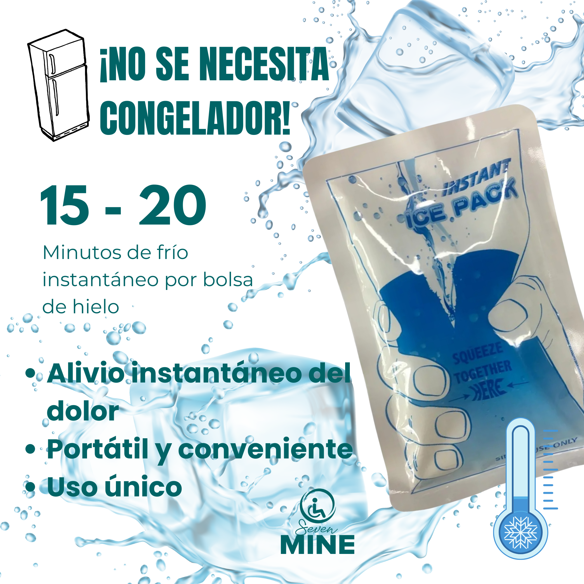 Foto 5 pulgar | 5 Bolsas De Hielo Instantáneo – Compresas Frías Portátiles Para Alivio Del Dolor En Rodilla, Espalda Y Cuello. 15x1